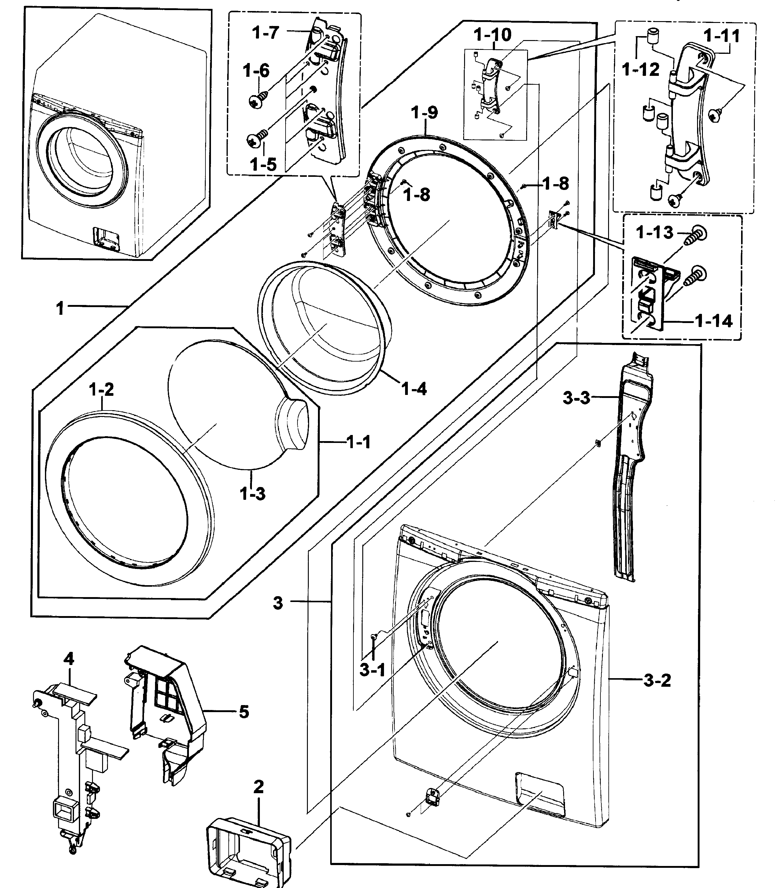 Samsung WF209ANW/XAA-00 front/door diagram