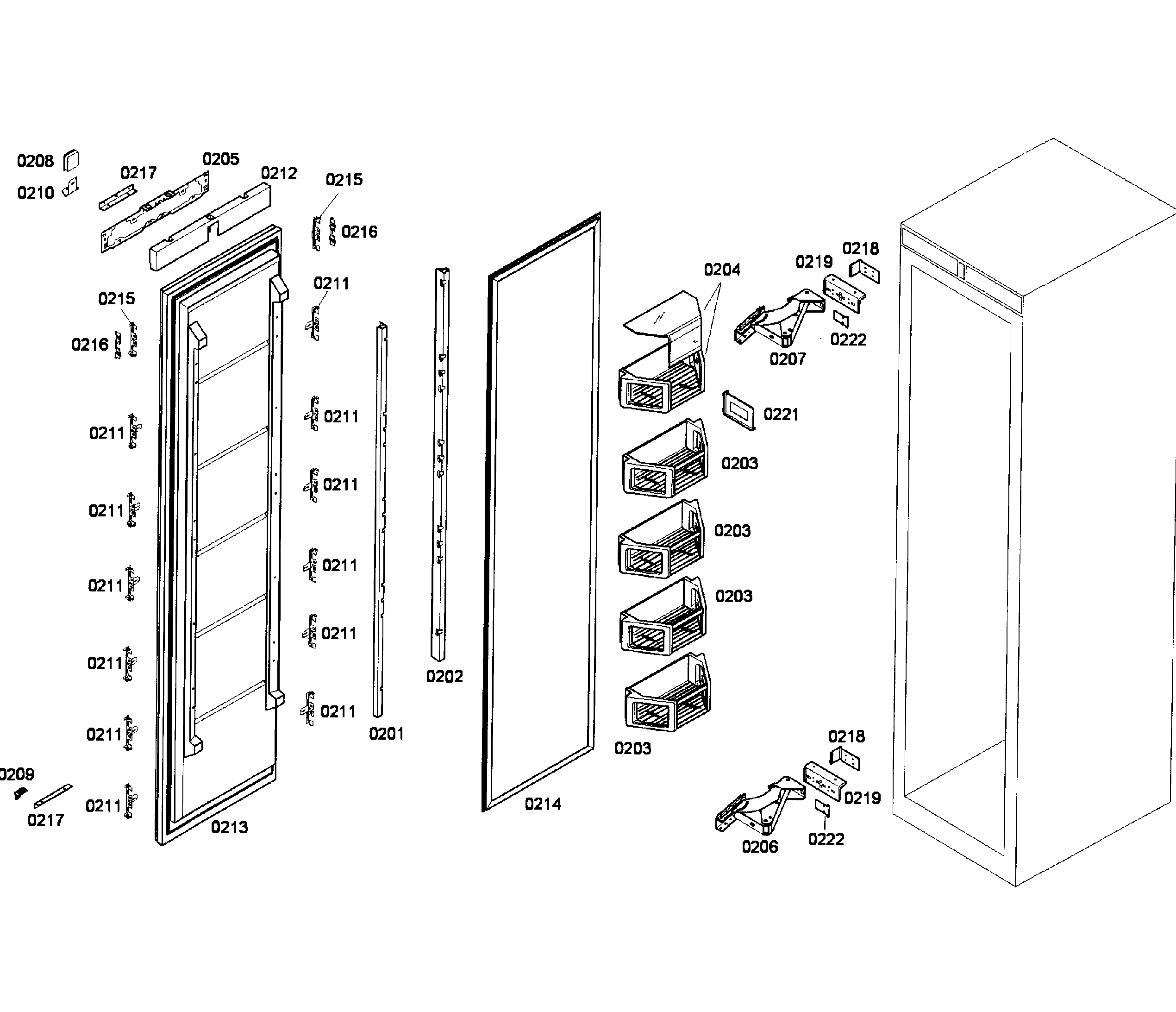 Thermador T24IF70NSP/03 door assy diagram