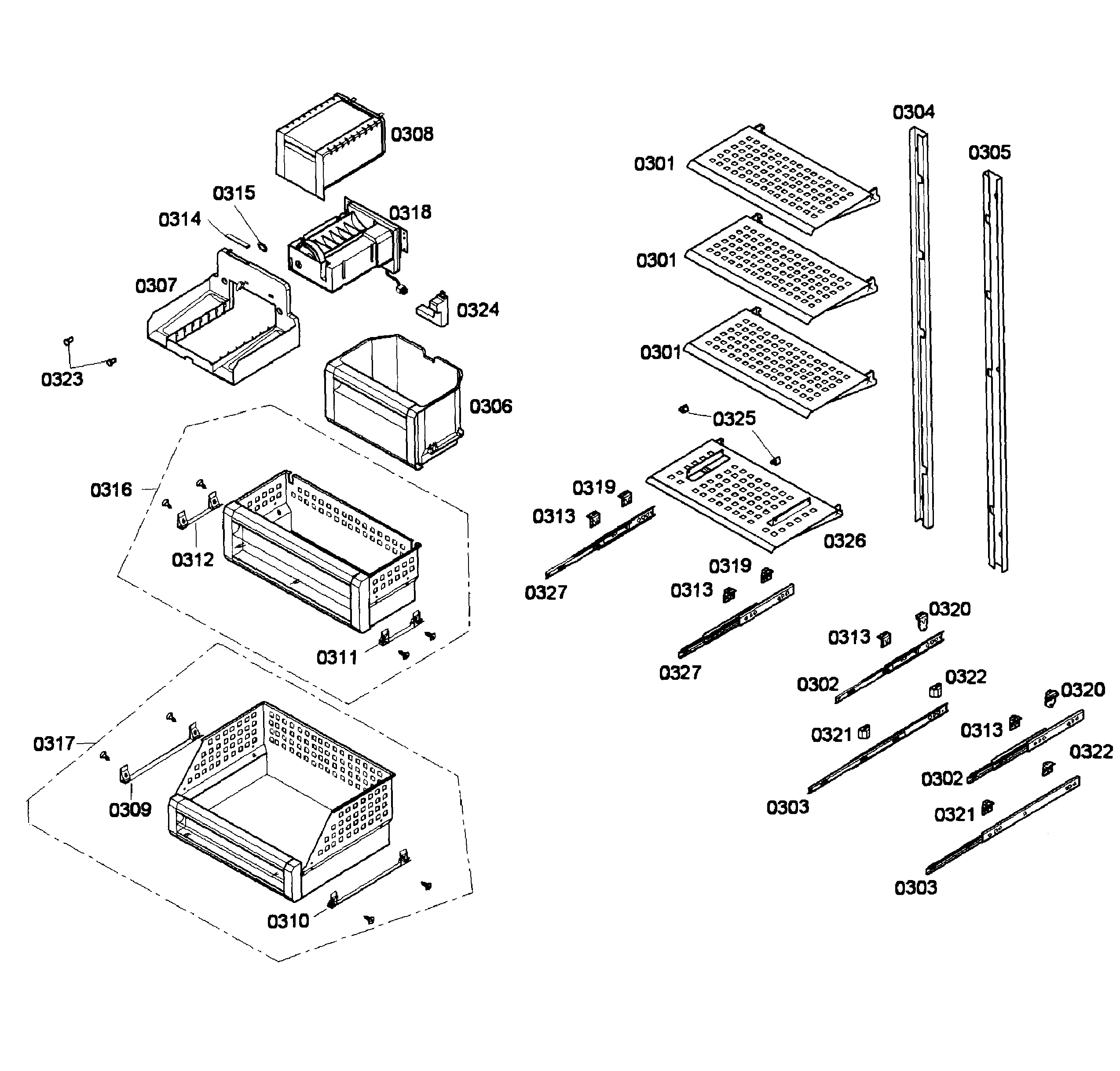 Thermador T24IF70NSP/03 shelfs diagram