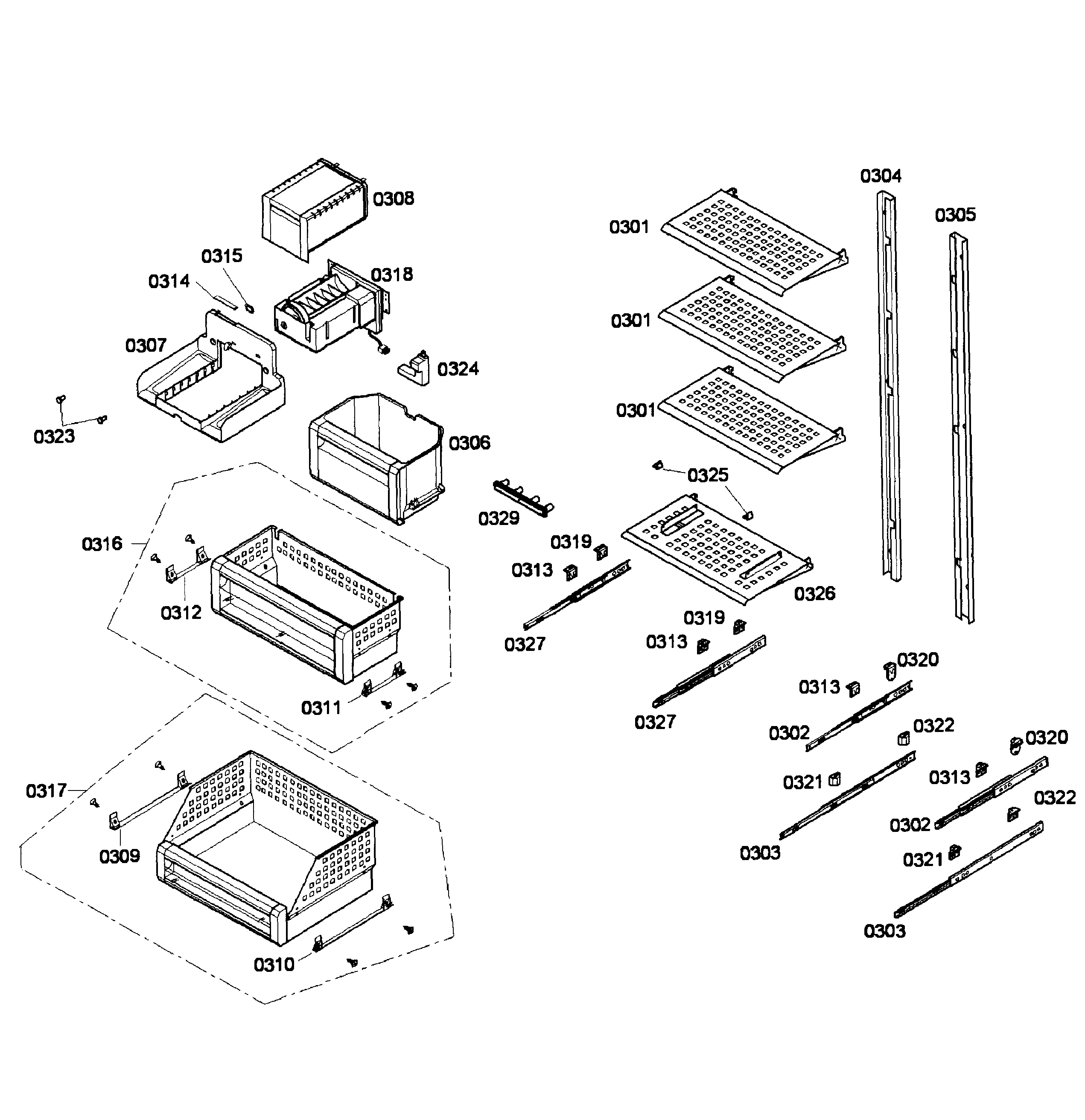 Thermador T24IF70NSP/28 shelfs diagram