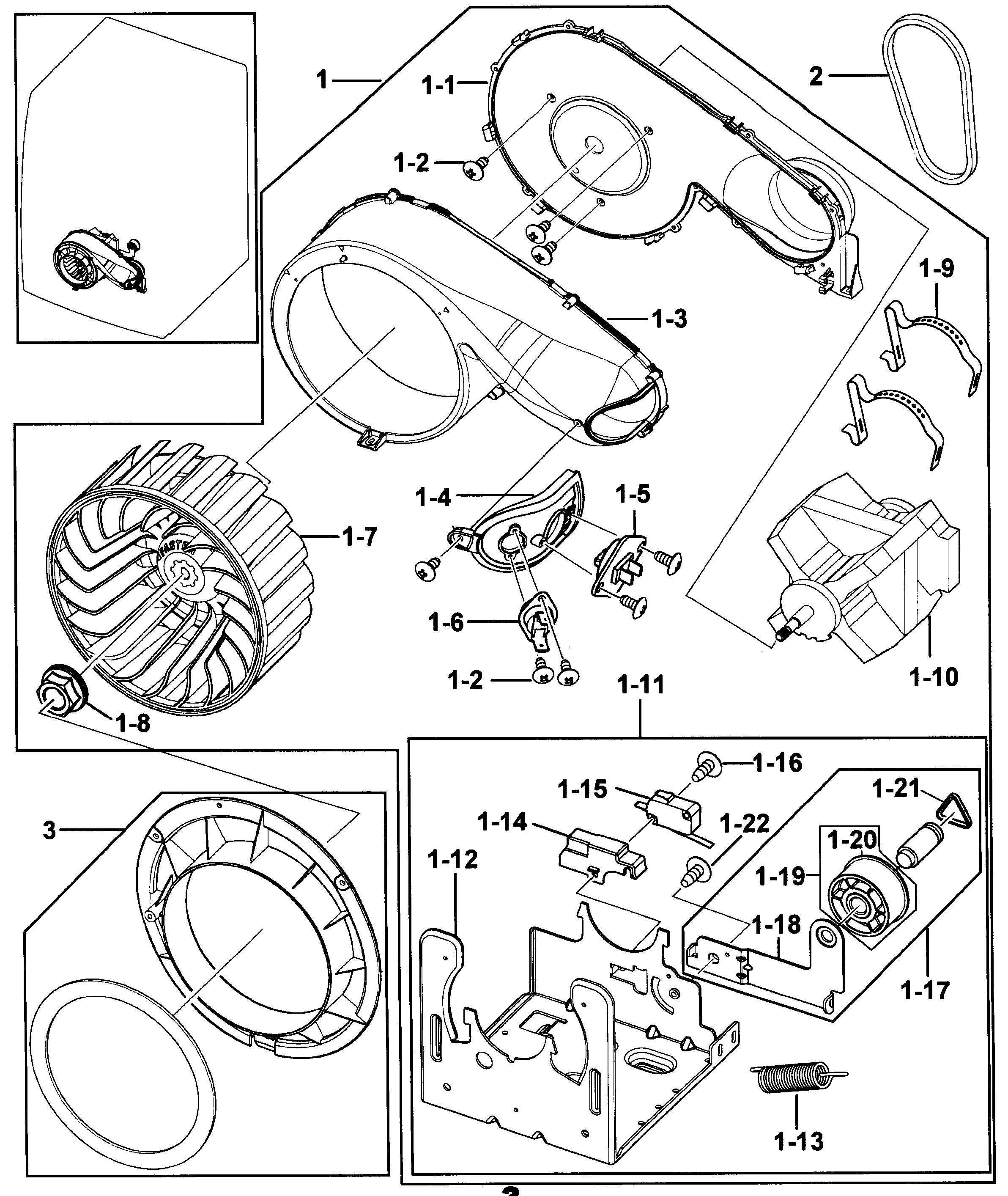 Samsung DV218AGB/XAA-00 motor assy diagram