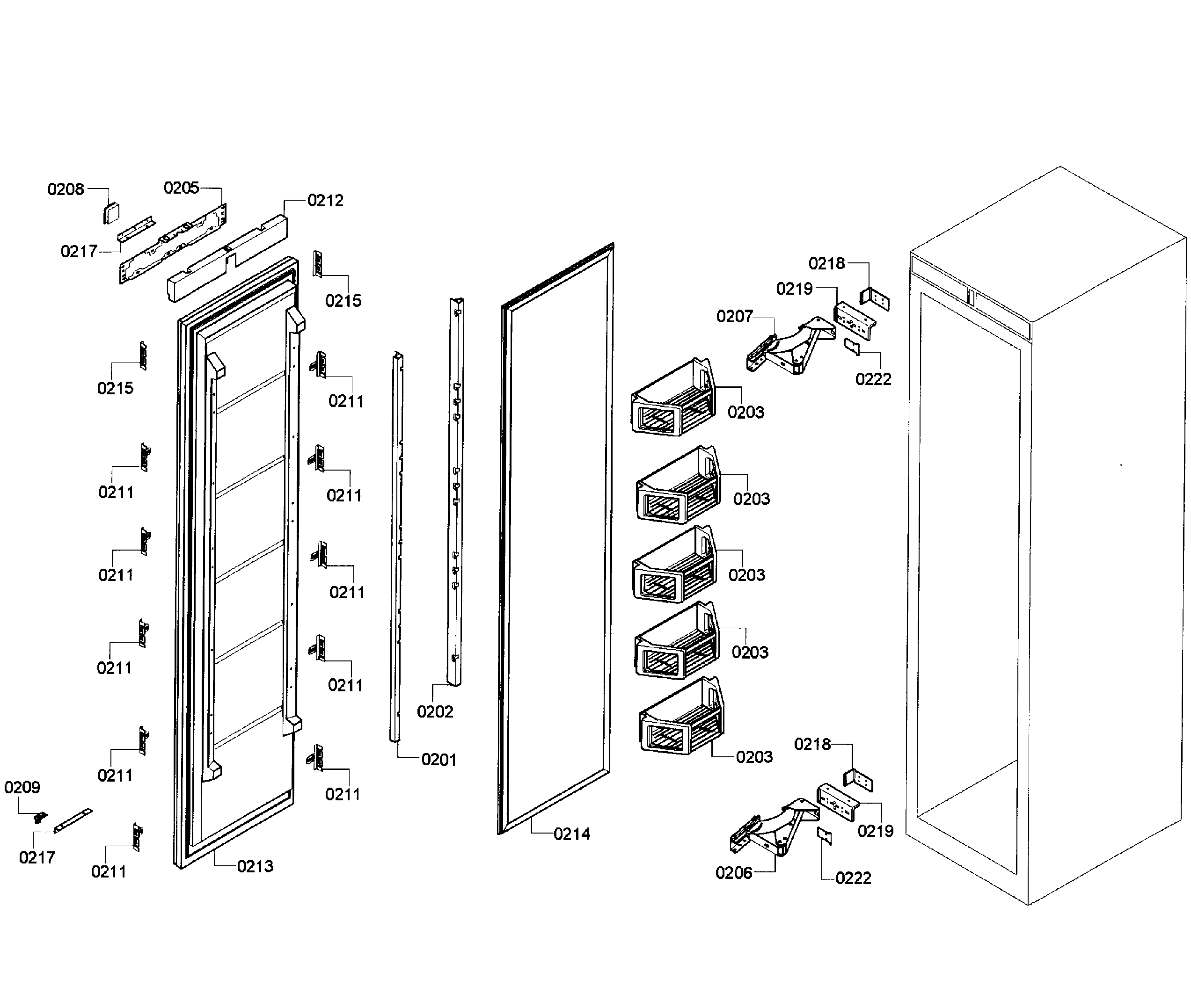 Thermador T24IF70NSP/45 door assy diagram