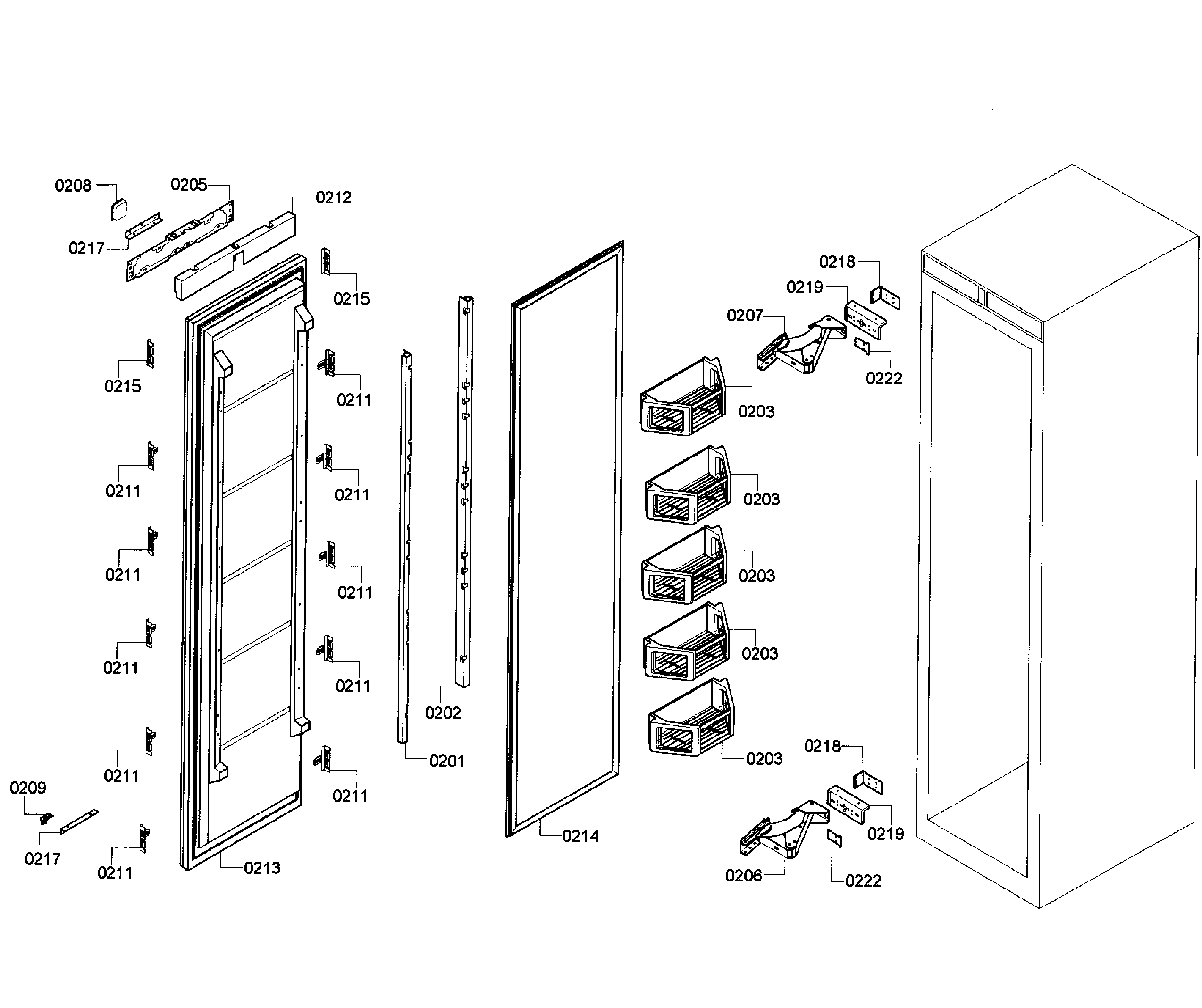 Thermador T24IF70NSP/47 door assy diagram