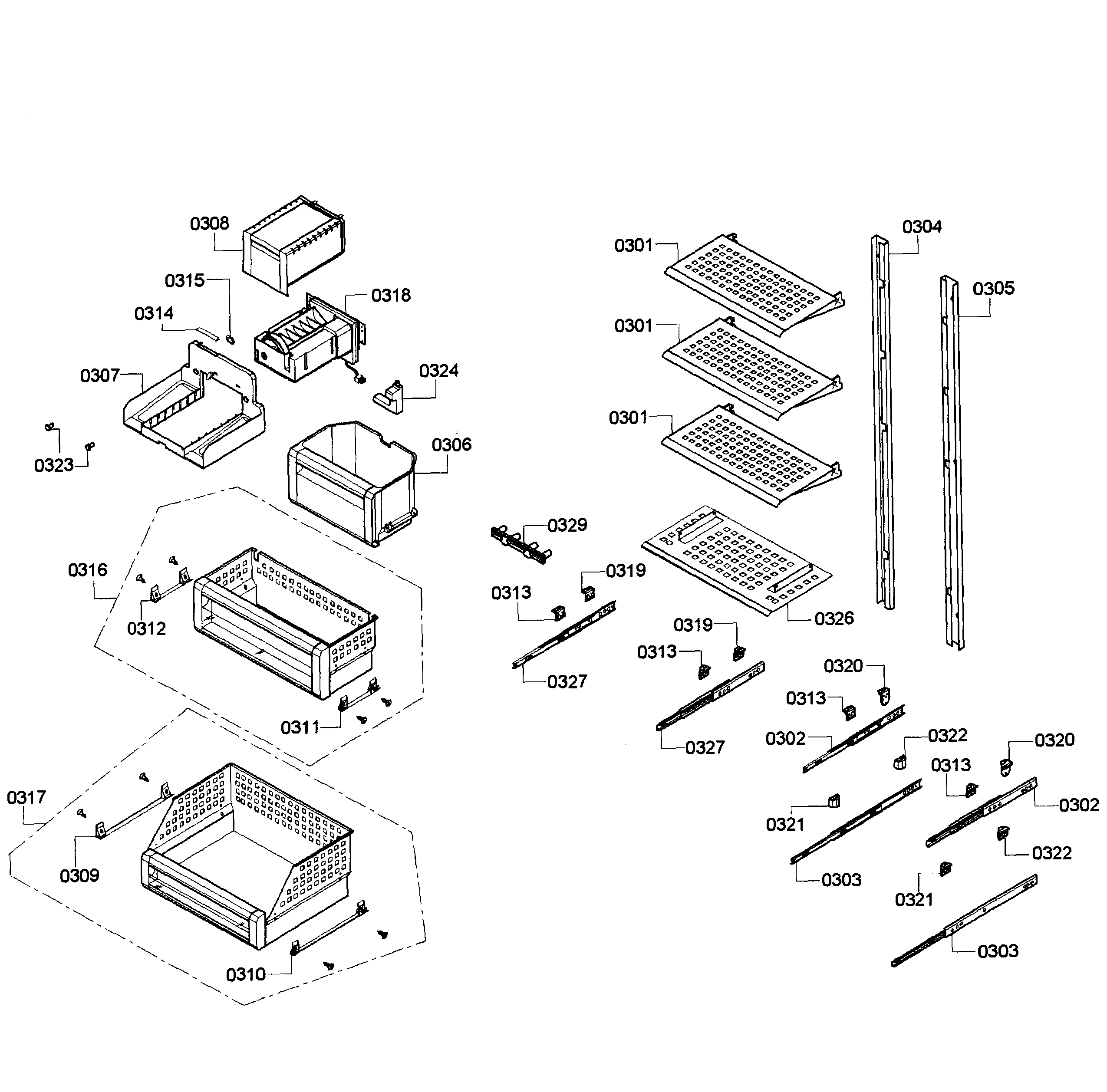Thermador T24IF70NSP/47 shelfs diagram
