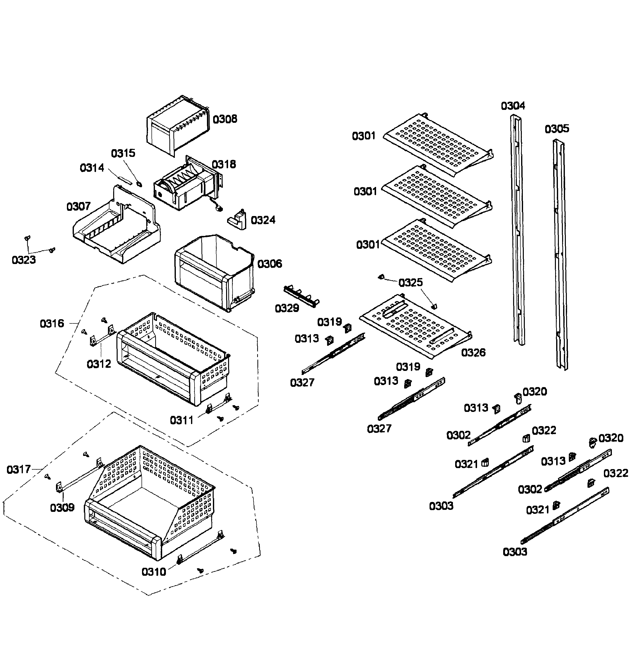 Thermador T24IF70NSP/99 shelfs diagram