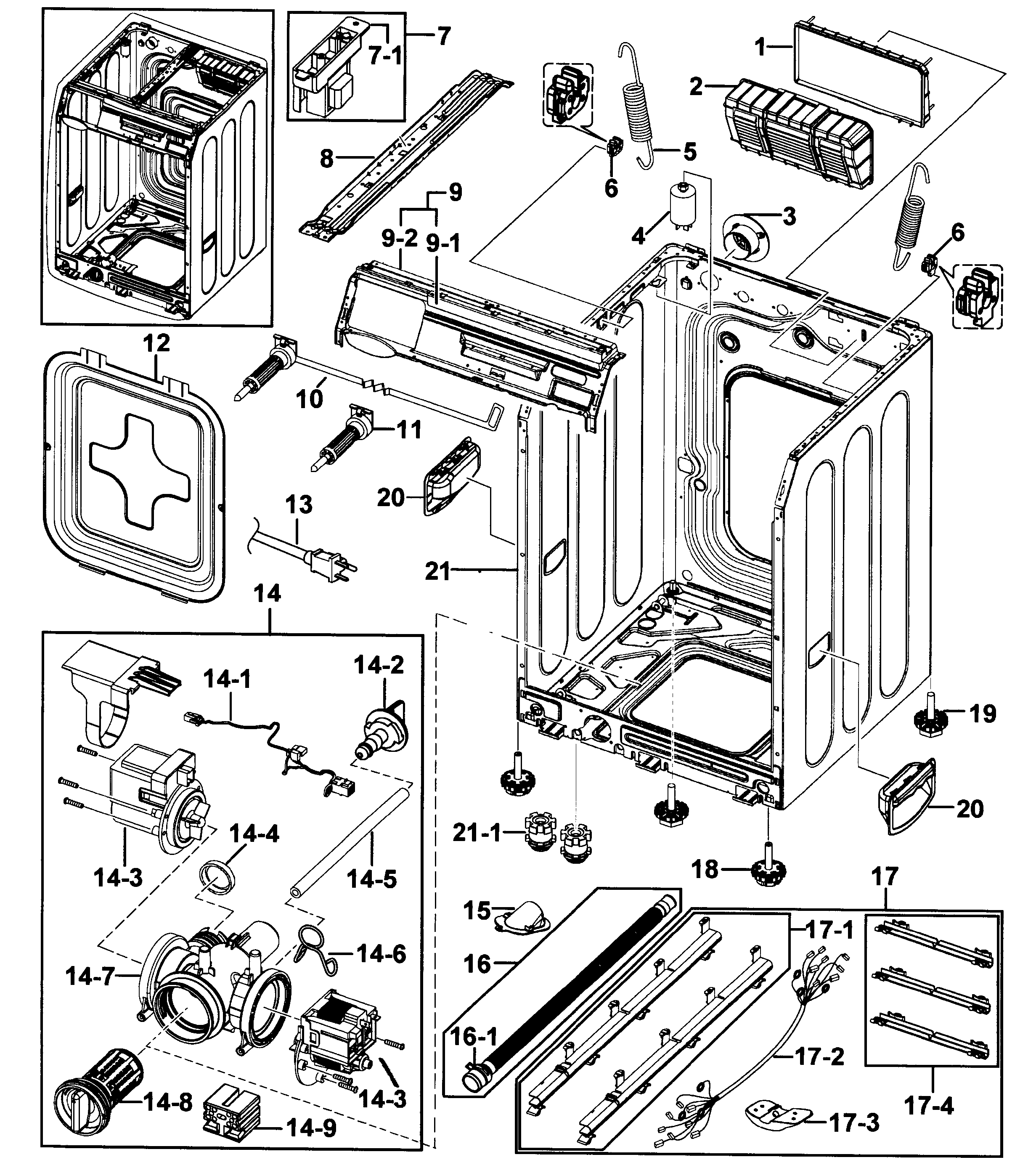 Samsung WF431ABW/XAA-00 frame diagram
