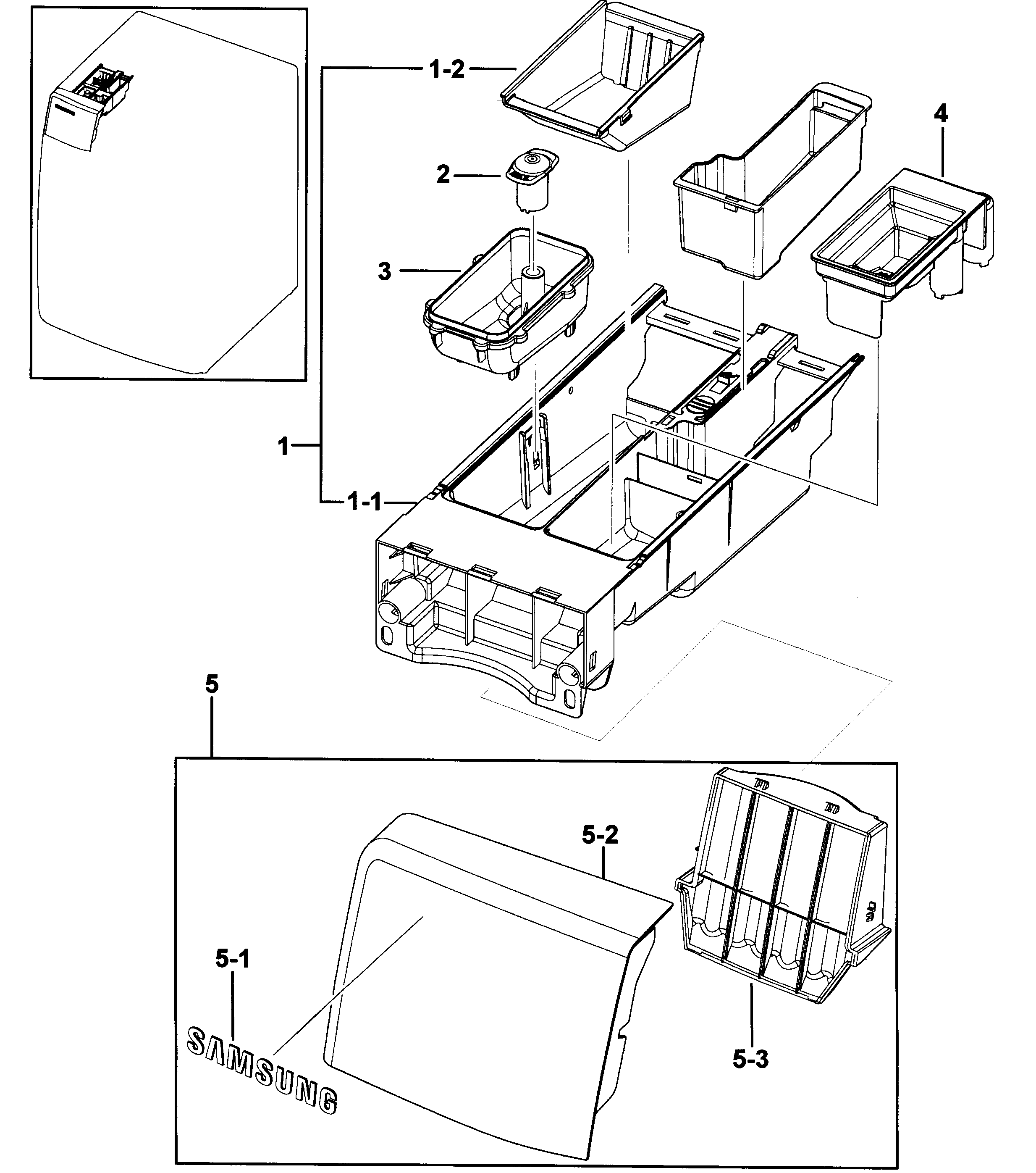 Samsung WF431ABW/XAA-00 drawer 1 diagram