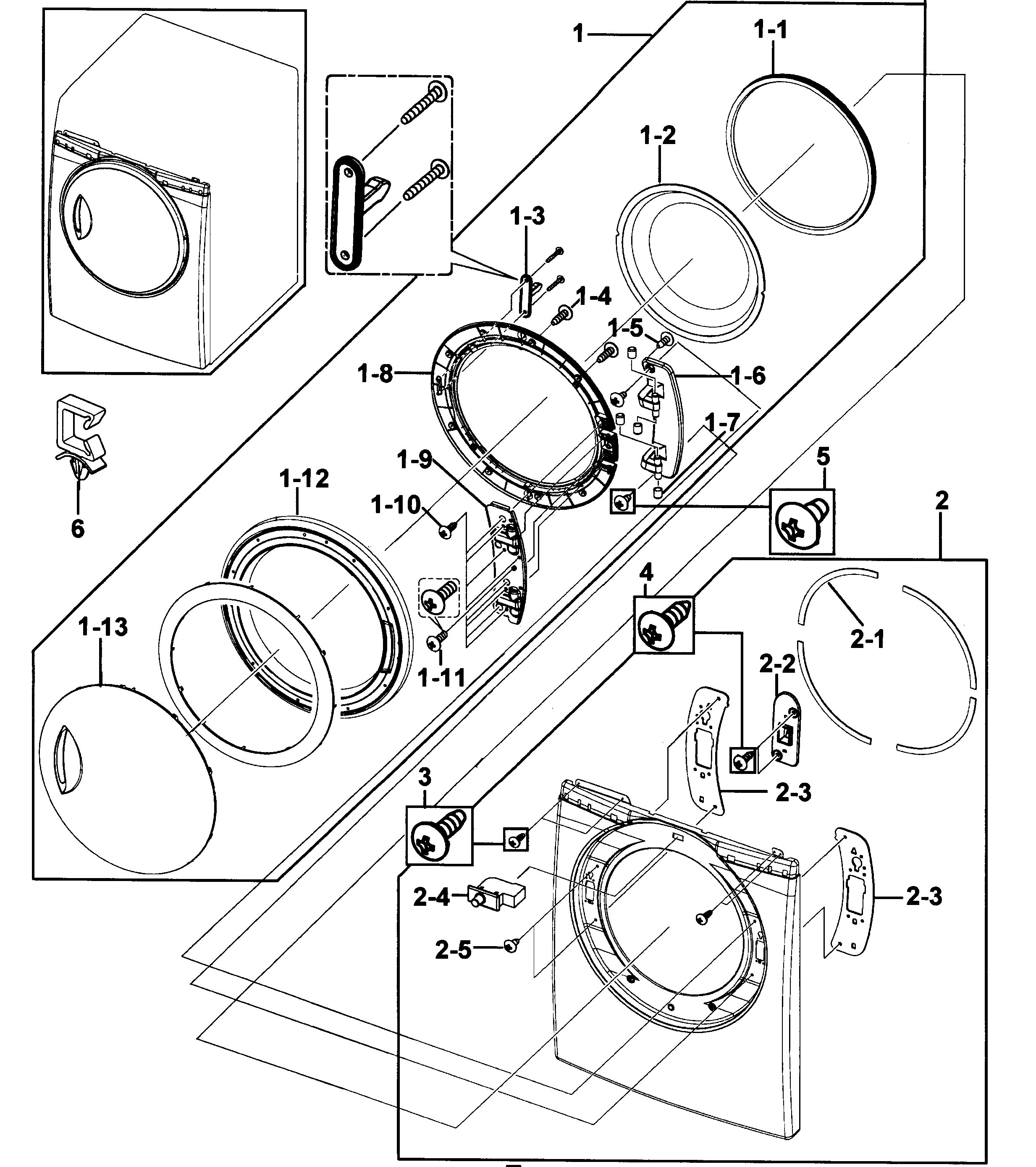 Samsung DV218AEW/XAA-00 door assy diagram