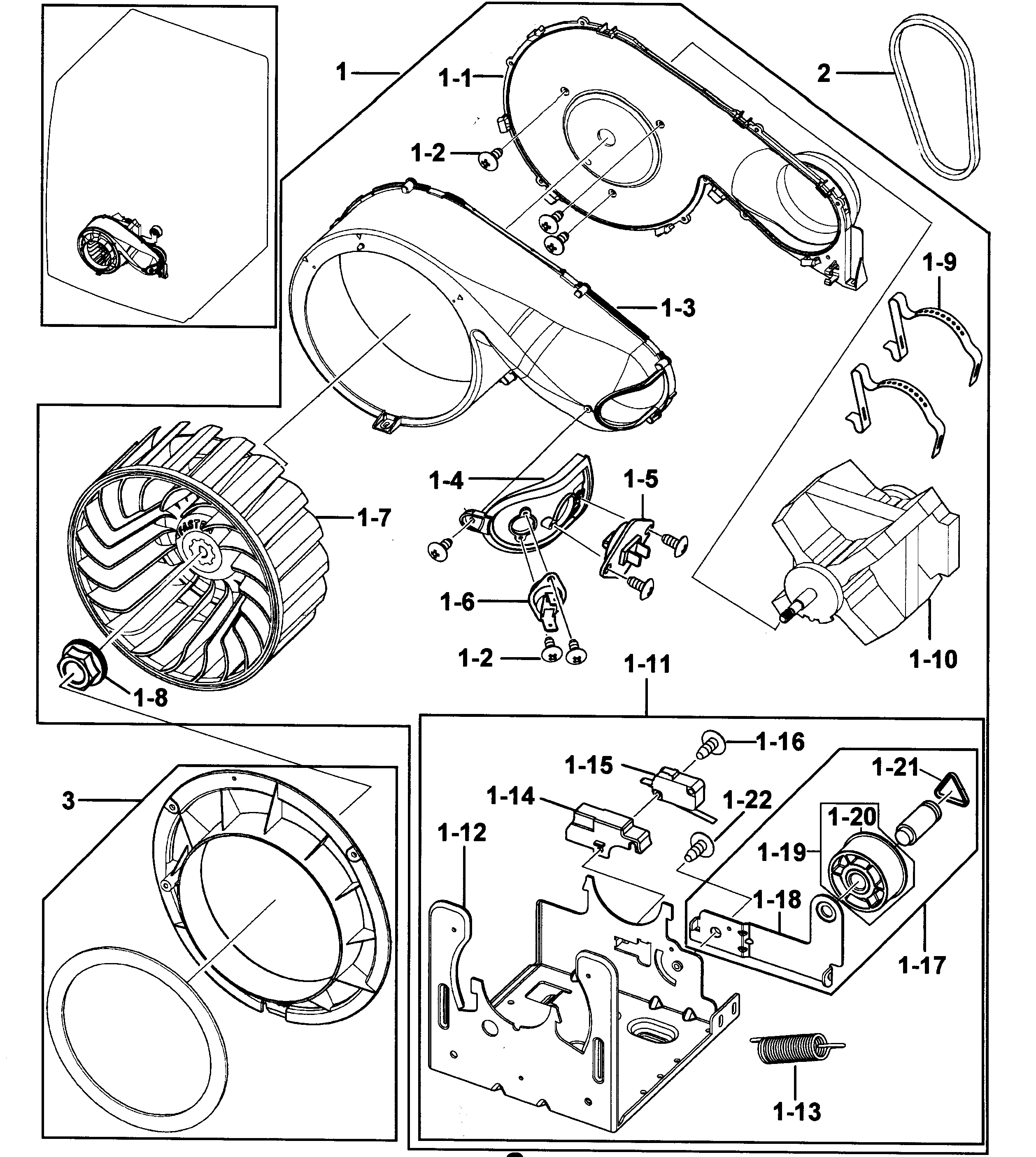Samsung DV218AGW/XAA-00 motor assy diagram