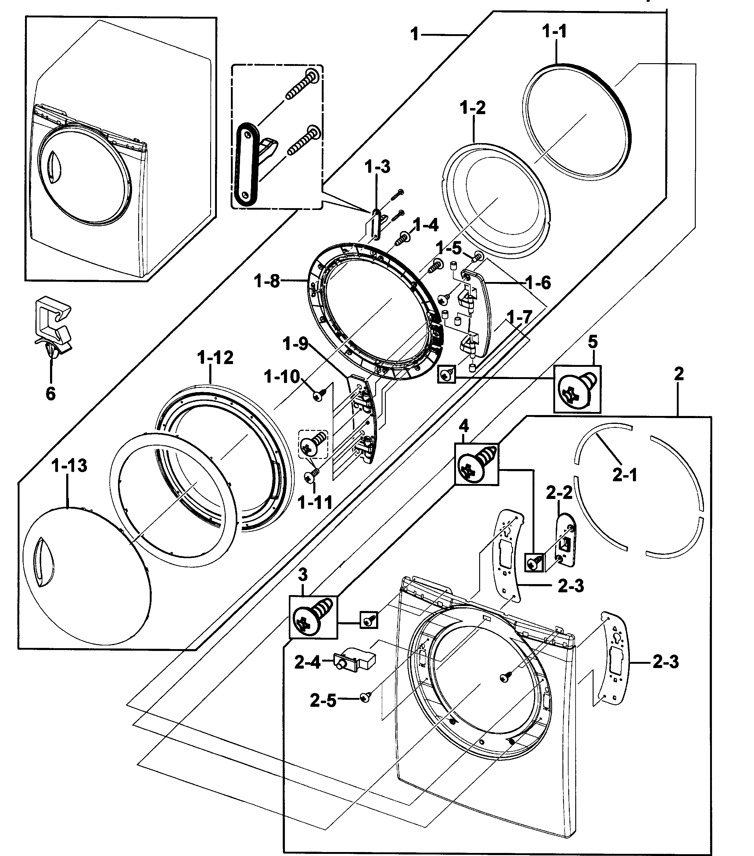 Samsung DV218AGW/XAA-00 door assy diagram