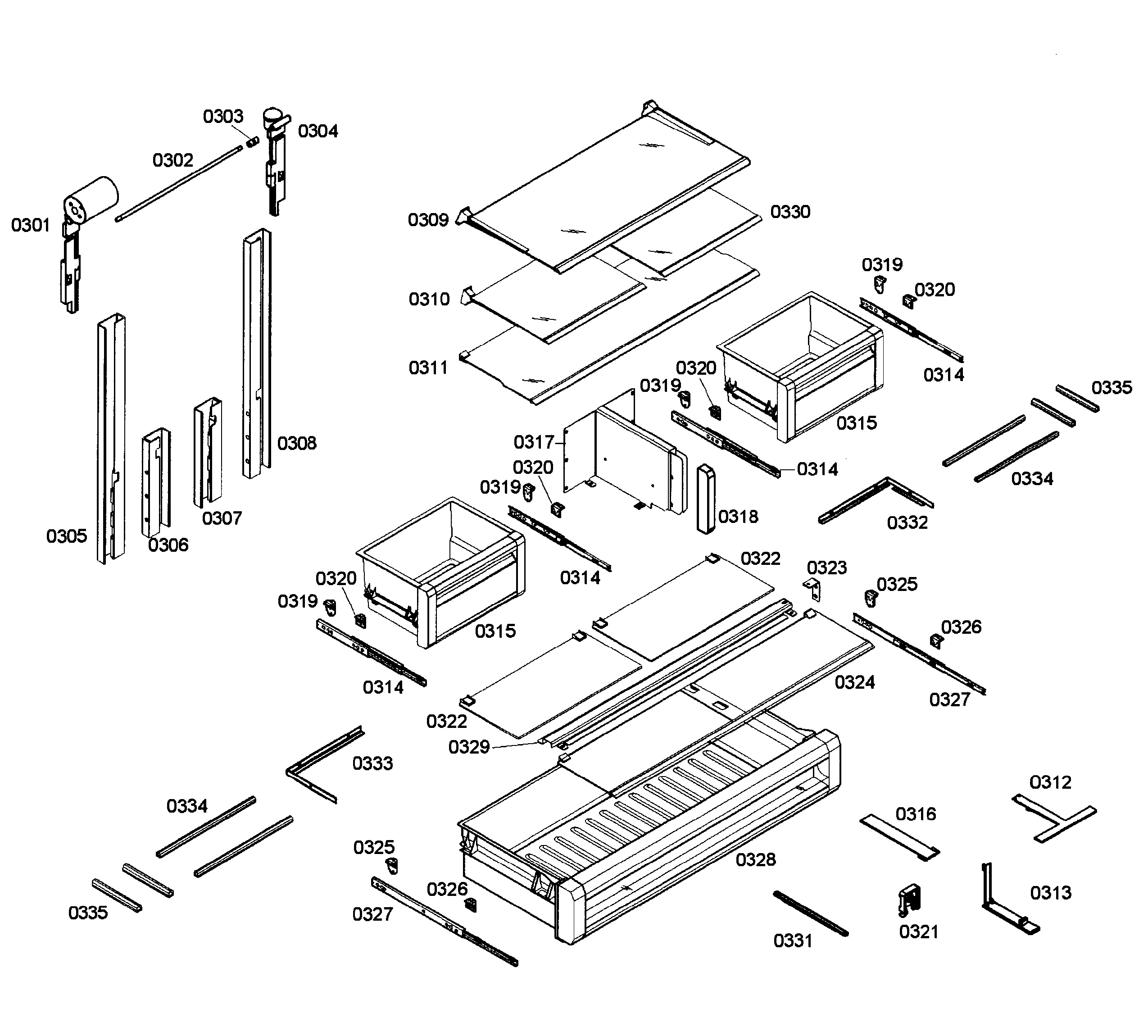 Thermador T36IT71NNP/06 shelfs refrig diagram