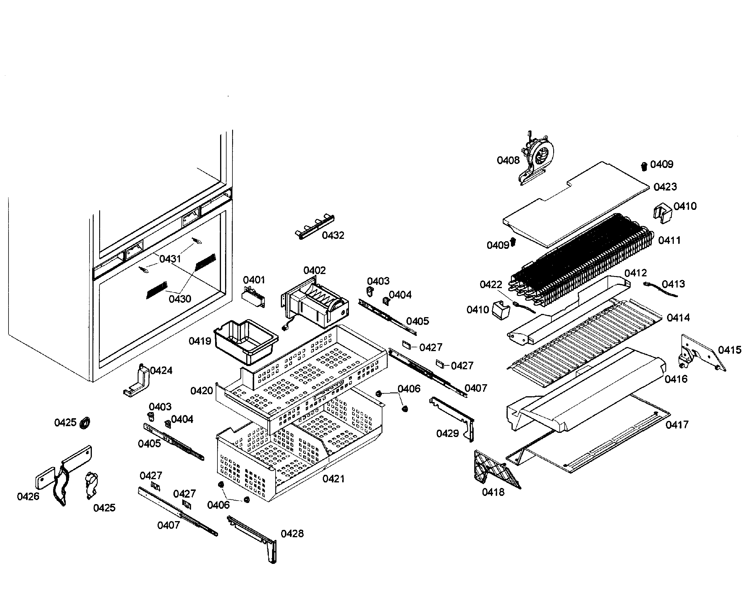 Thermador T36IT71NNP/06 shelfs friger diagram