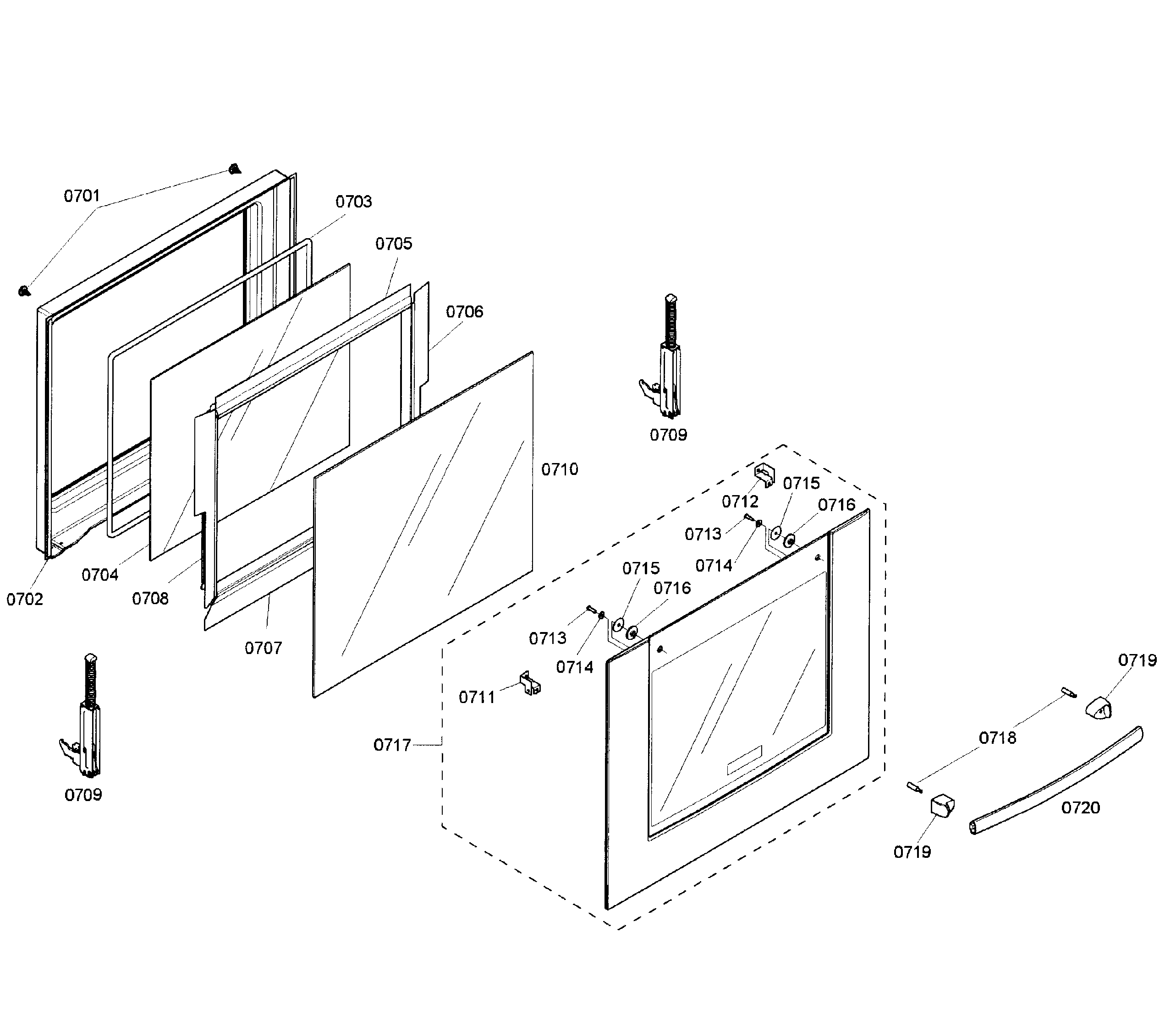 Bosch HBN3550UC/01 door assy 2 diagram
