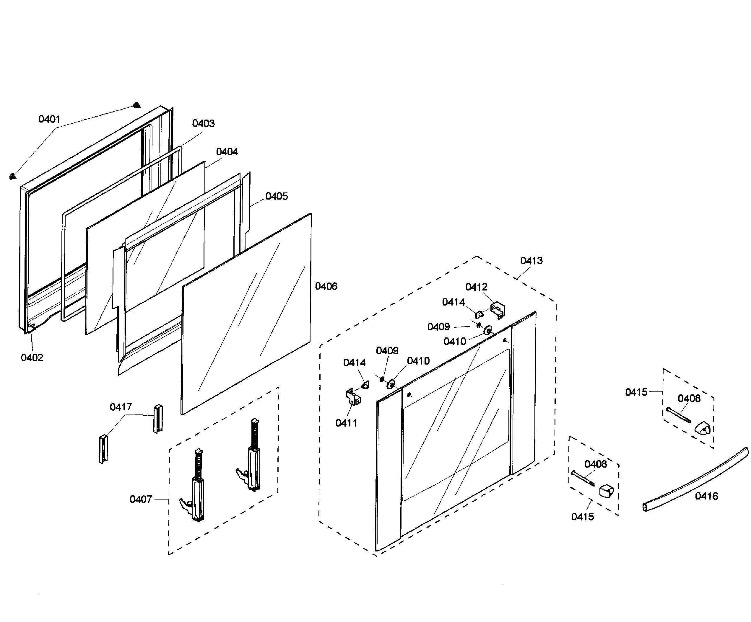 Bosch HBN3550UC/04 door assy diagram