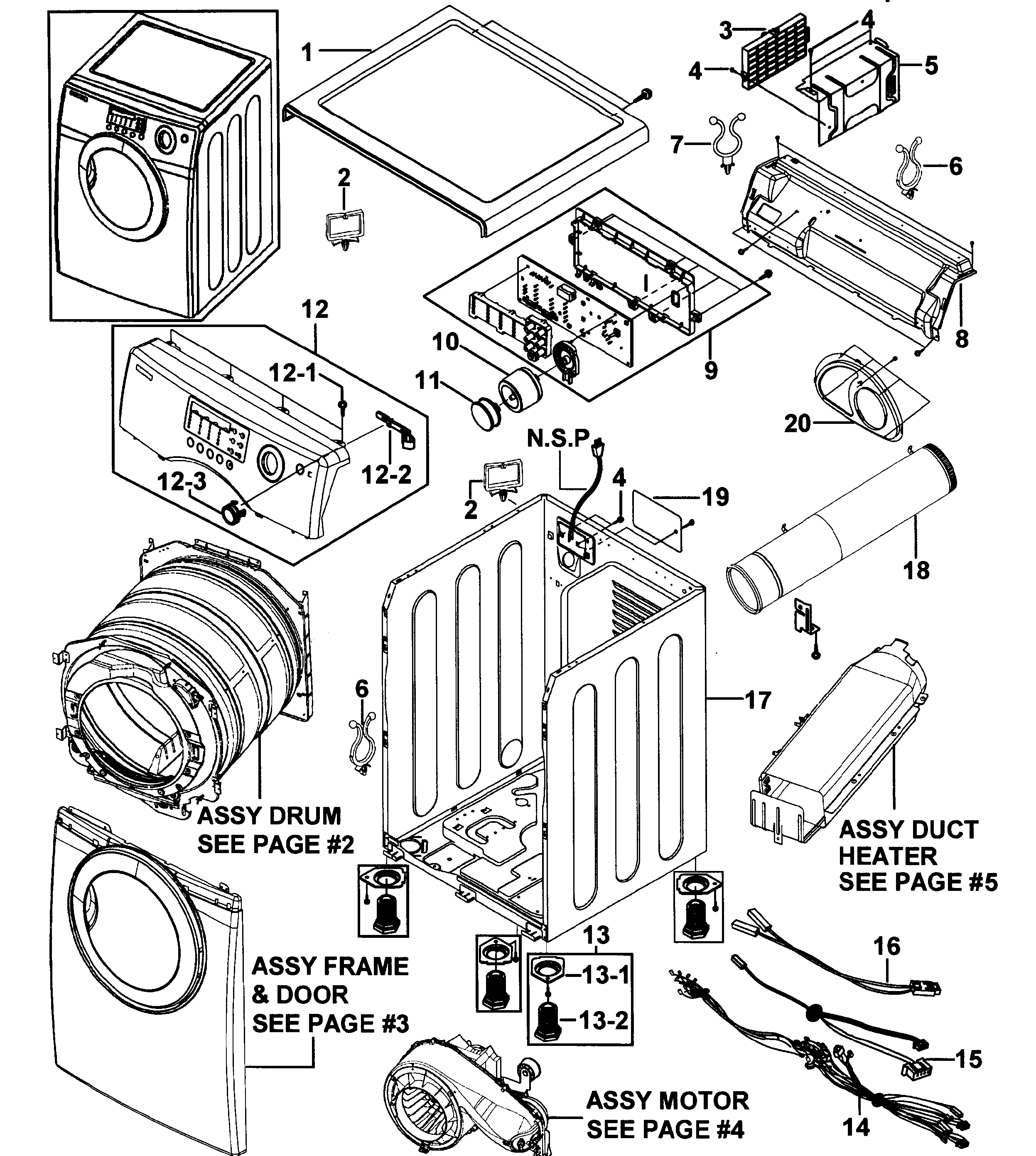 Samsung DV316LEW/XAA-00 main assy diagram
