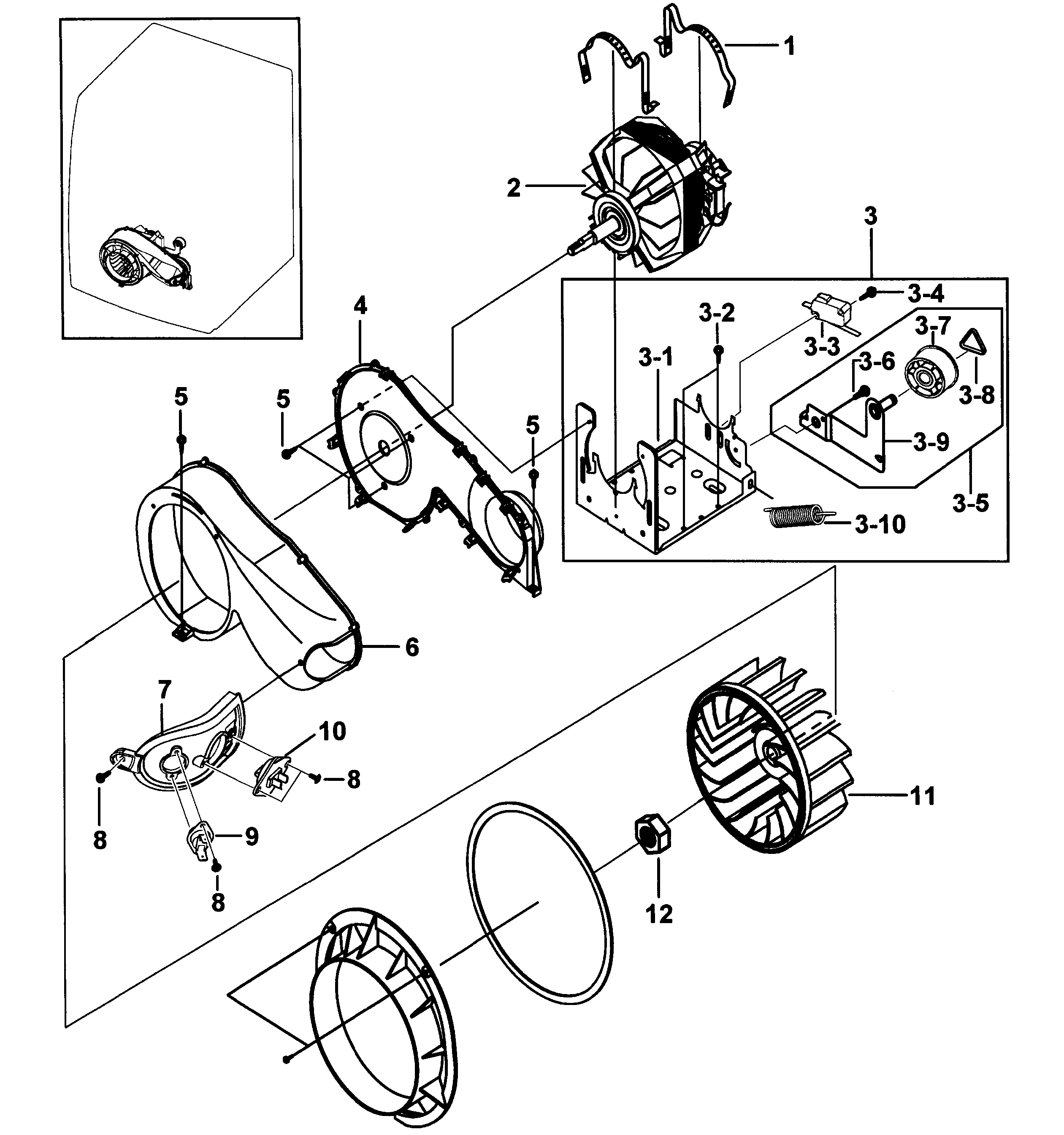Samsung DV316LEW/XAA-00 motor assy diagram