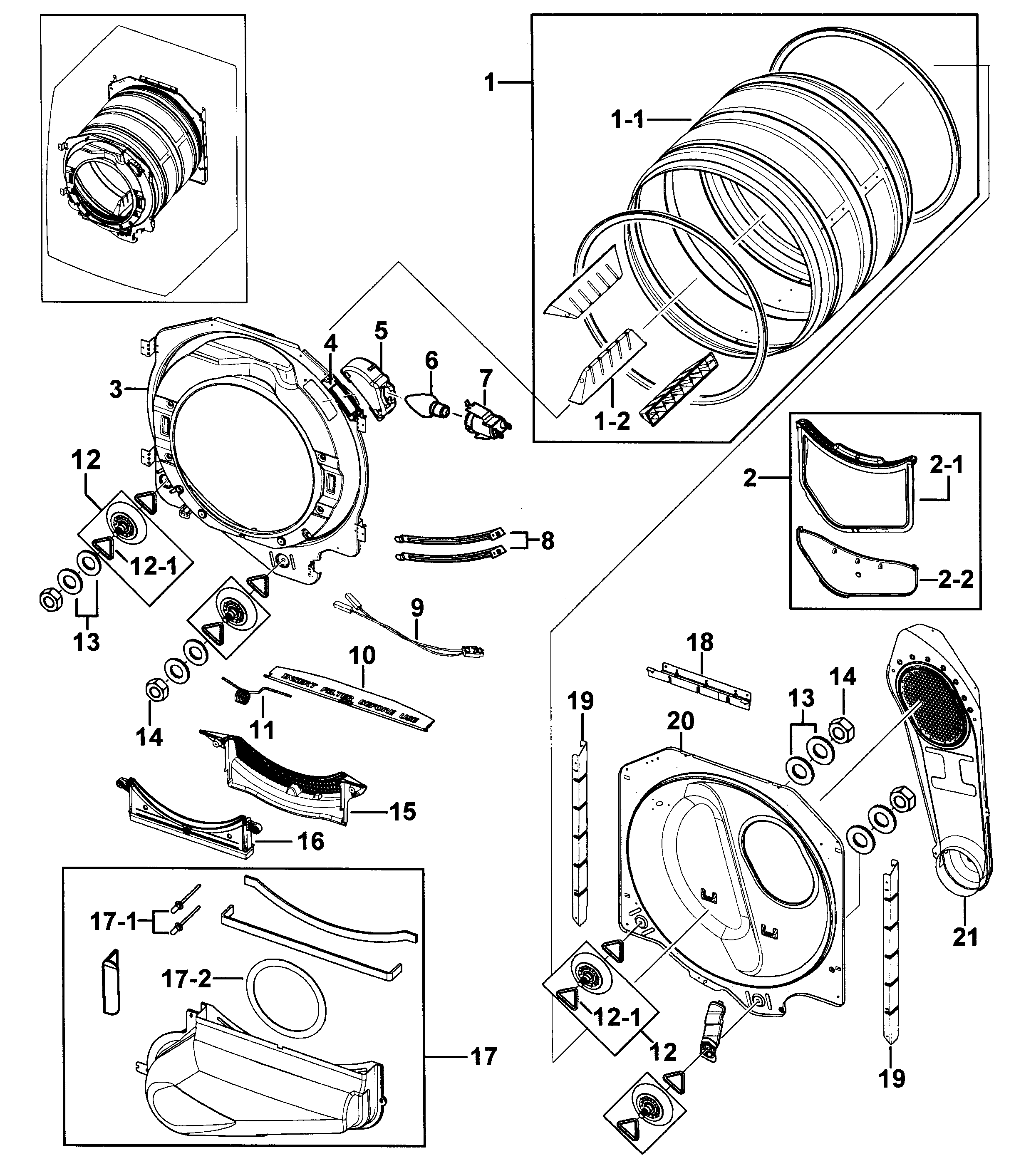 Kenmore 40289032012 drum assy diagram