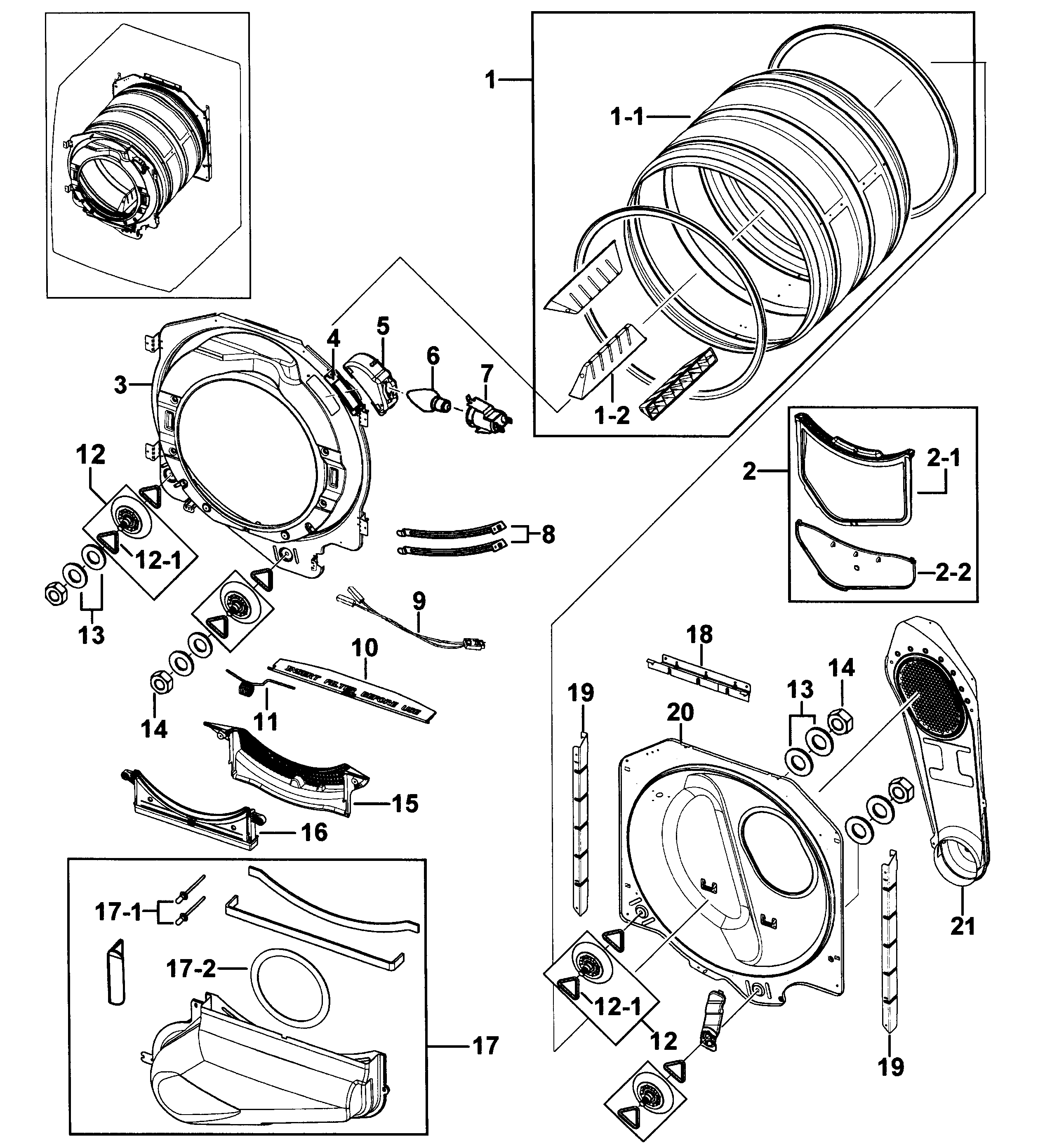 Kenmore 40299032010 drum assy diagram