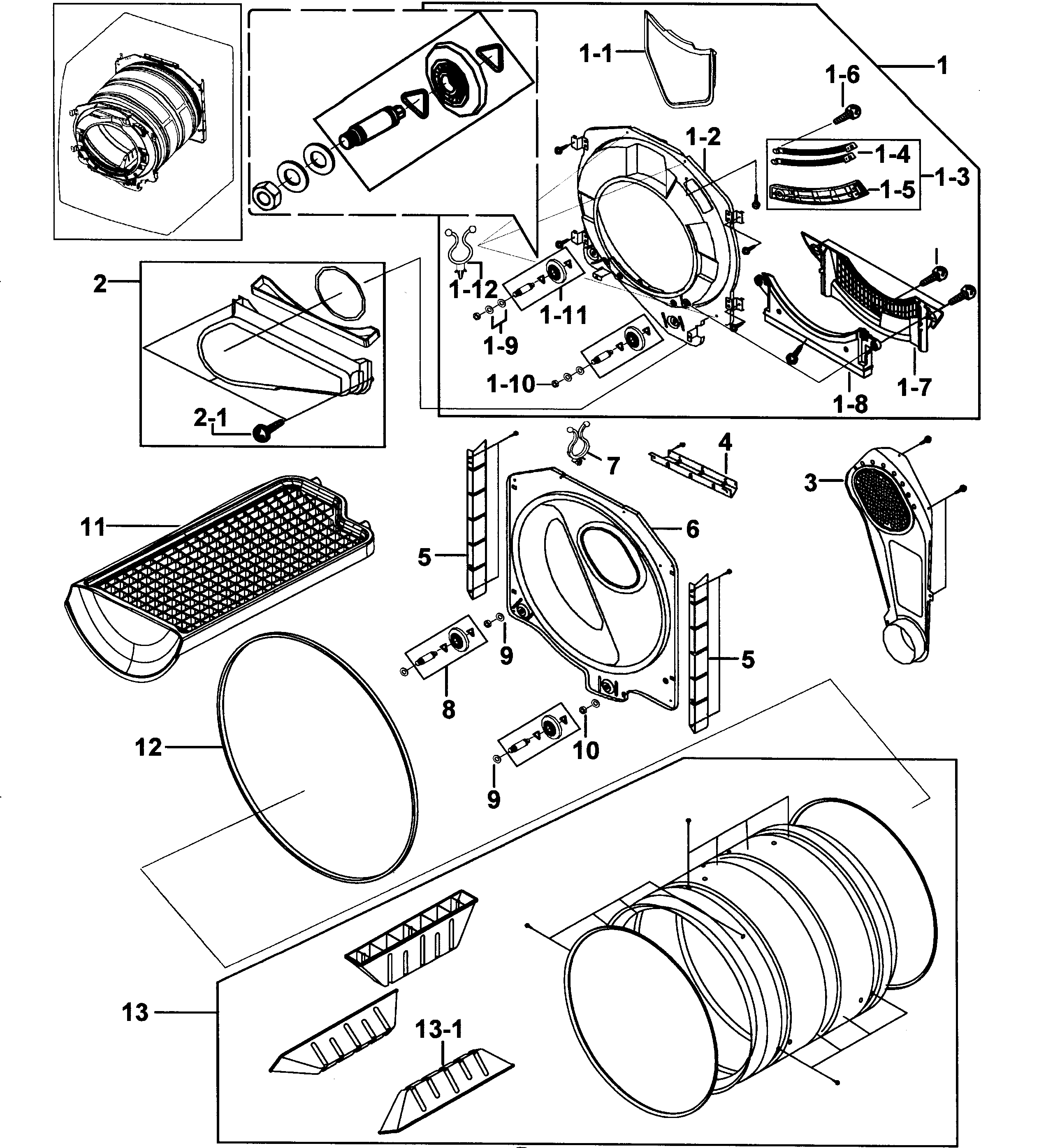 Samsung DV317AGS/XAA-00 drum assy diagram