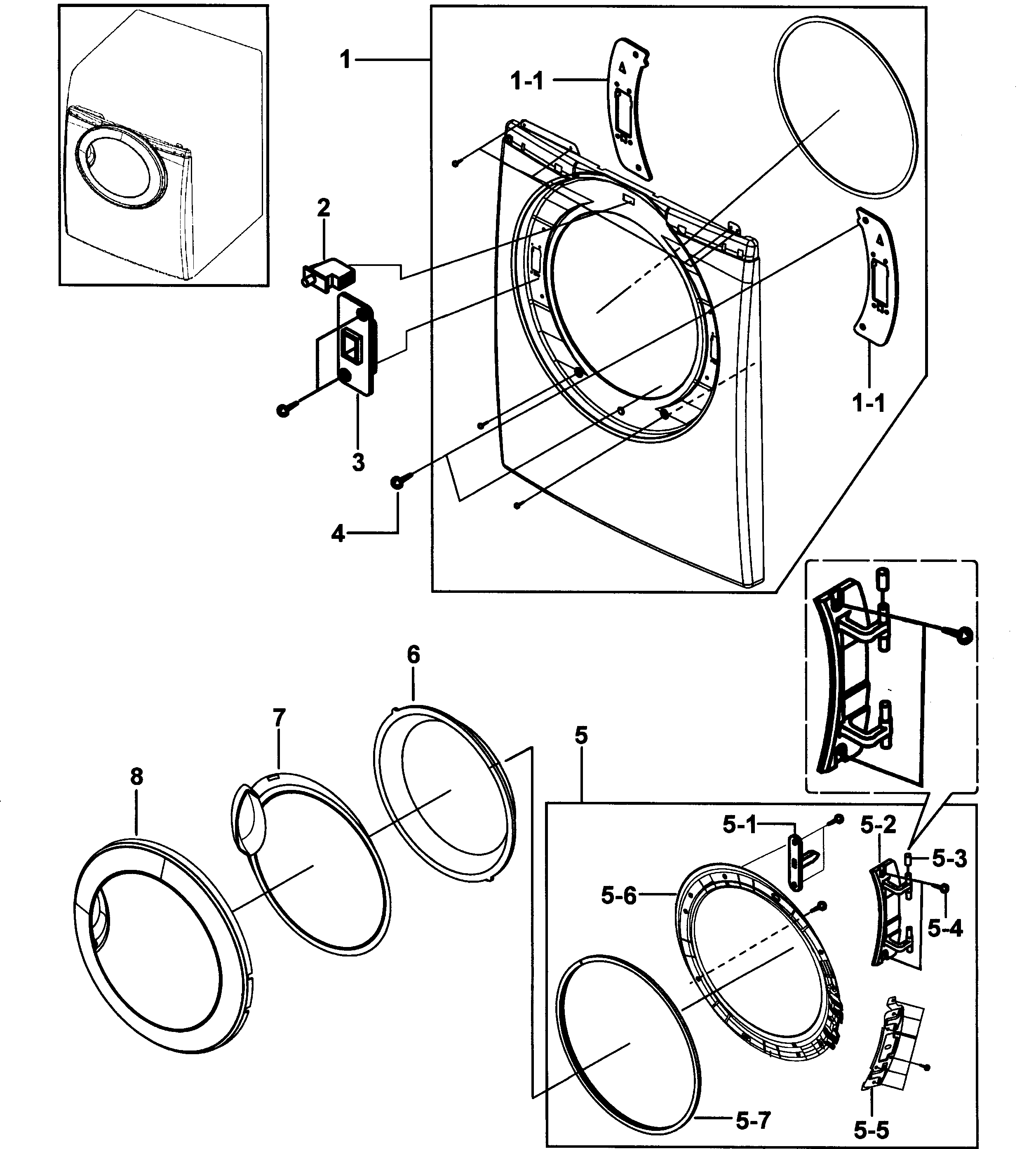 Samsung DV317AGS/XAA-00 front assy diagram