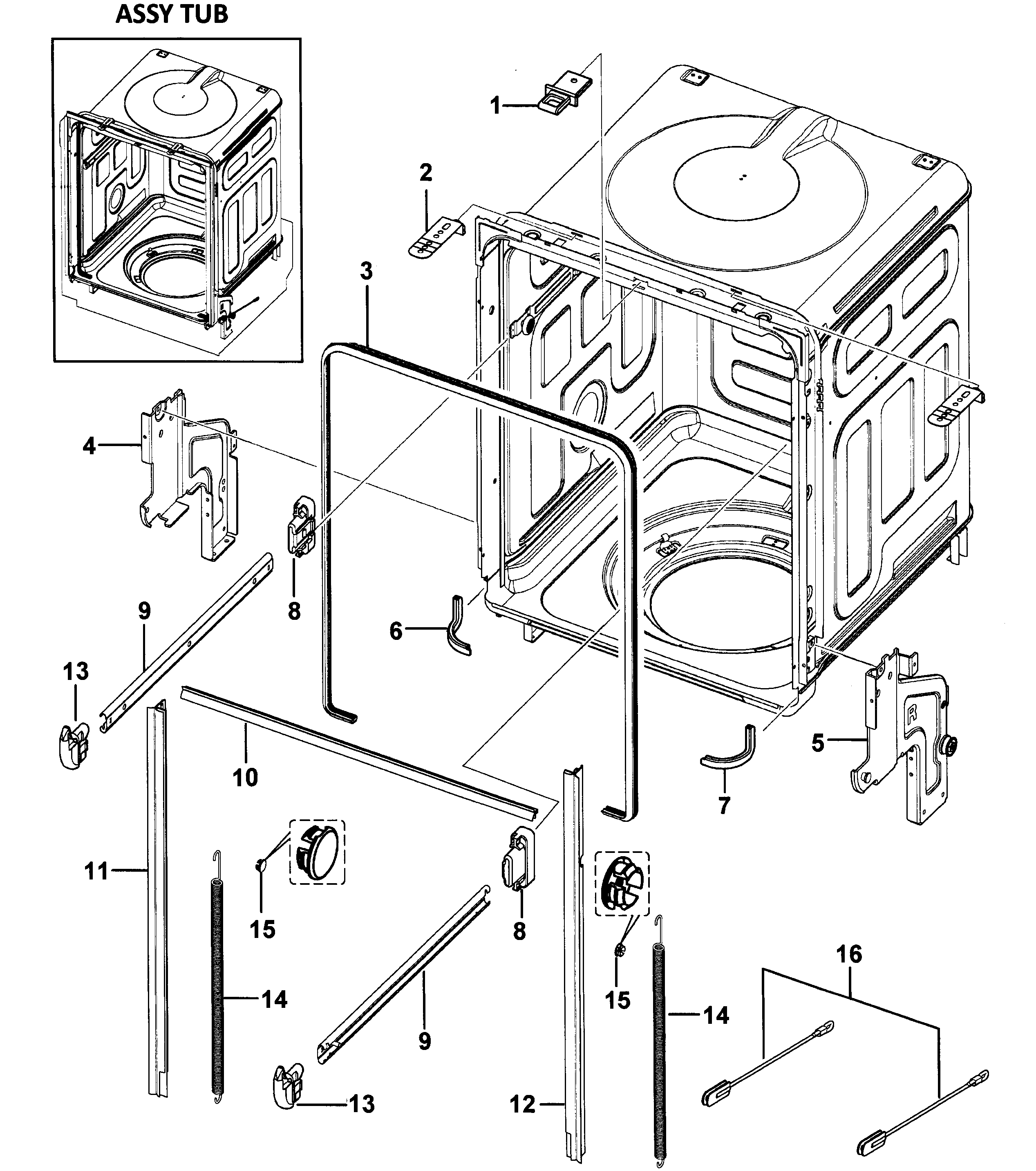 Samsung DMR78AHS/XAA-00 tub assy diagram