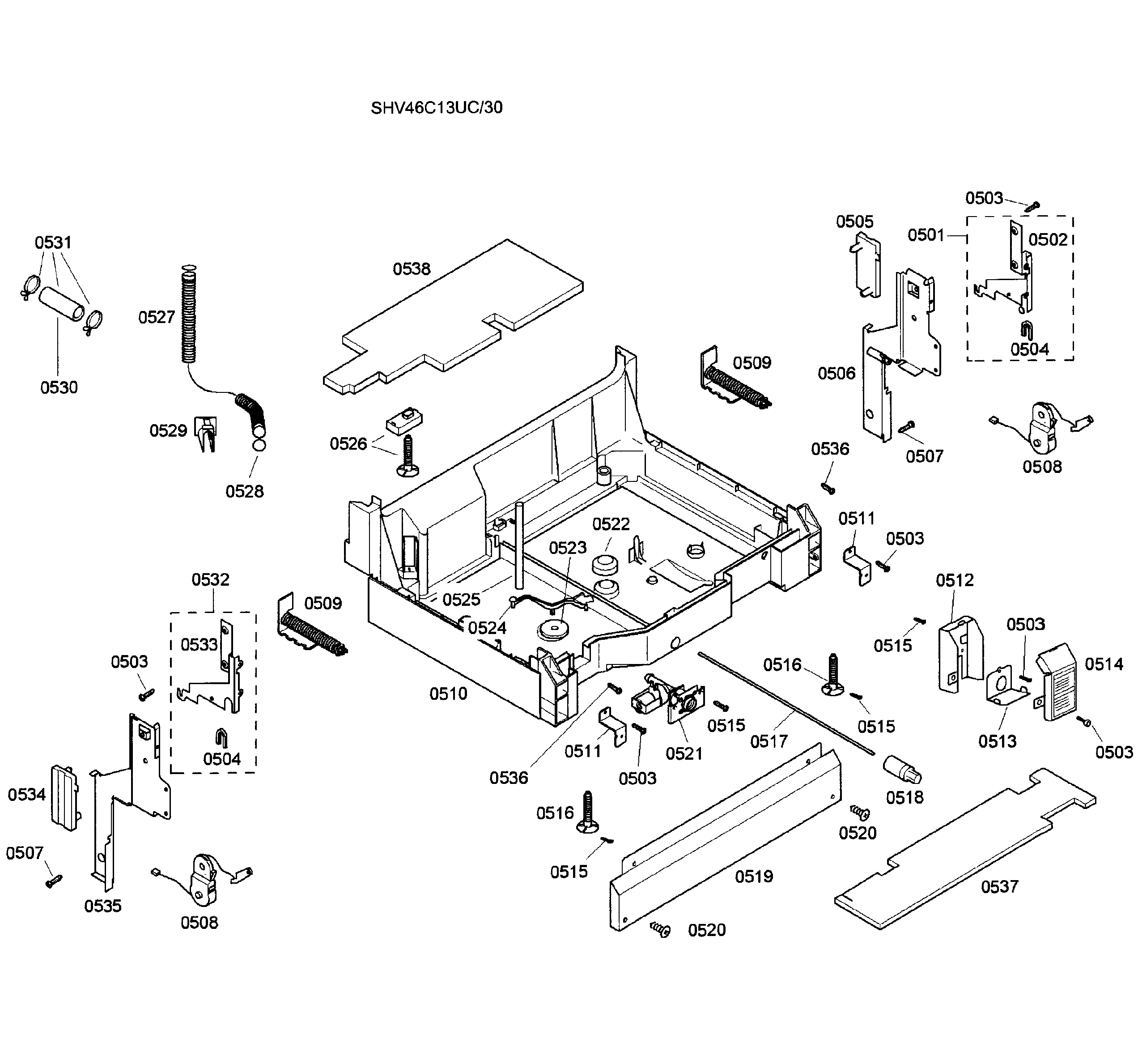 Bosch SHV46C13UC/30 base assy diagram