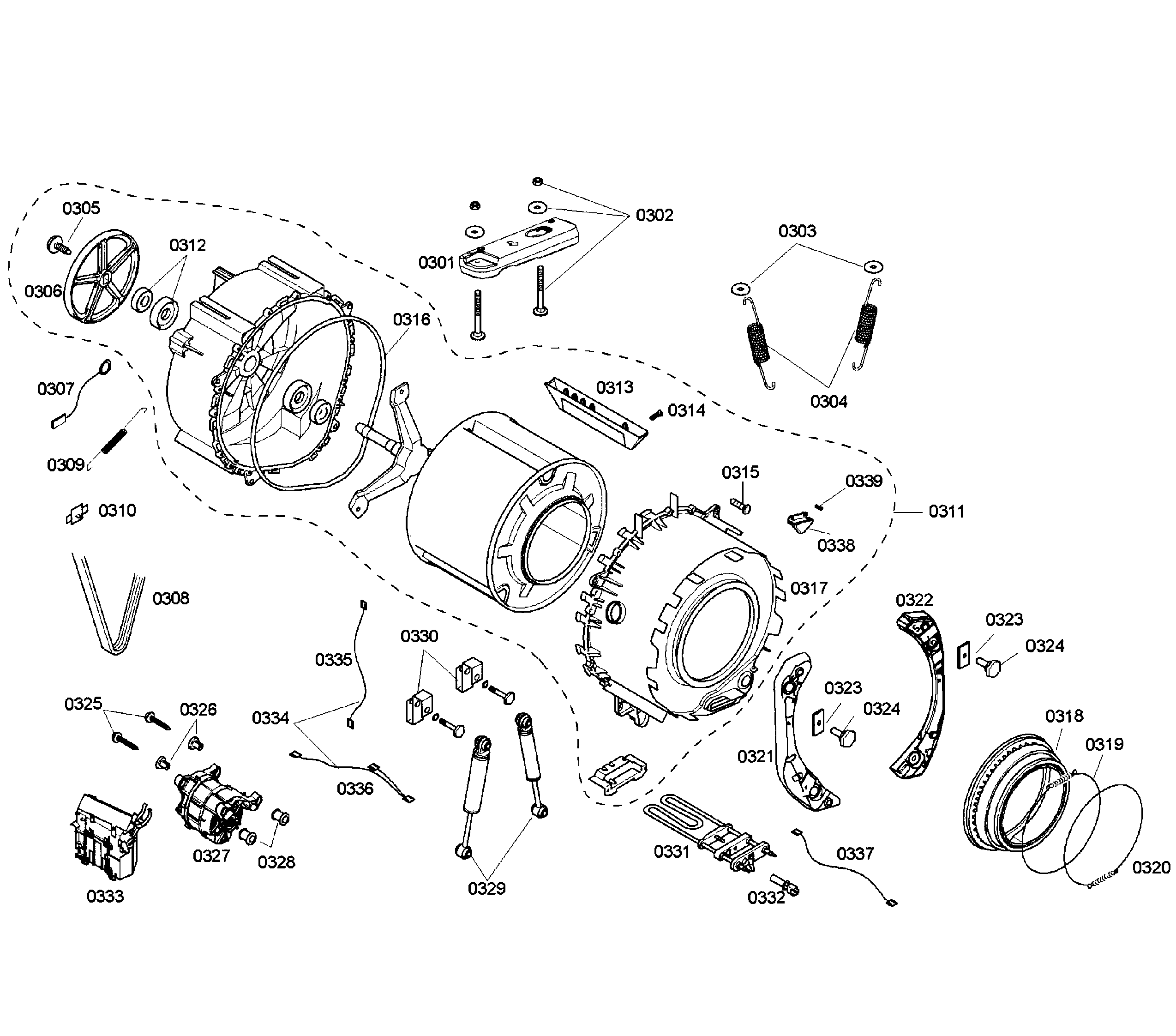 Bosch WFMC2100UC/01 drum assy diagram
