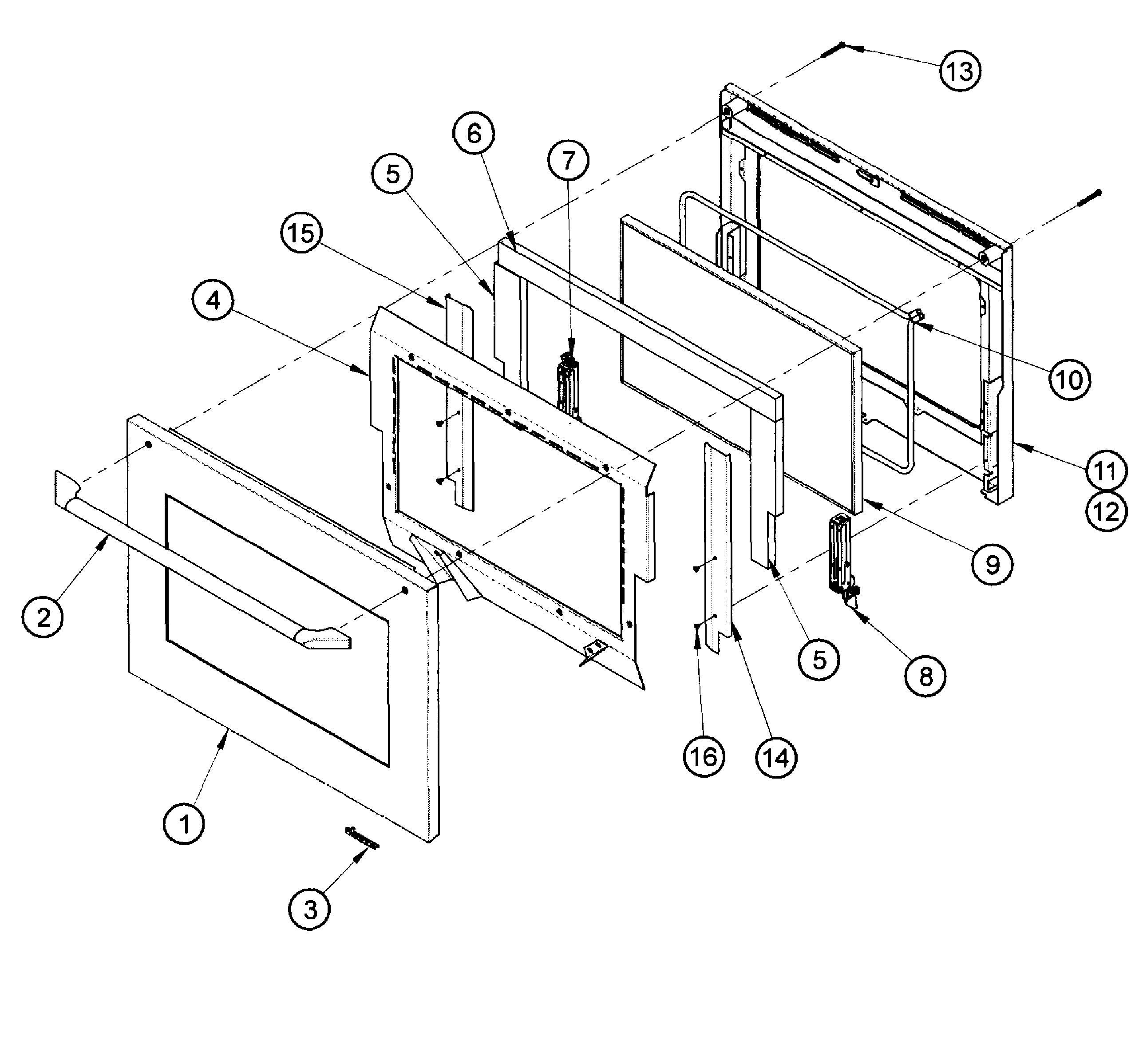 Dacor RO130S door assy diagram
