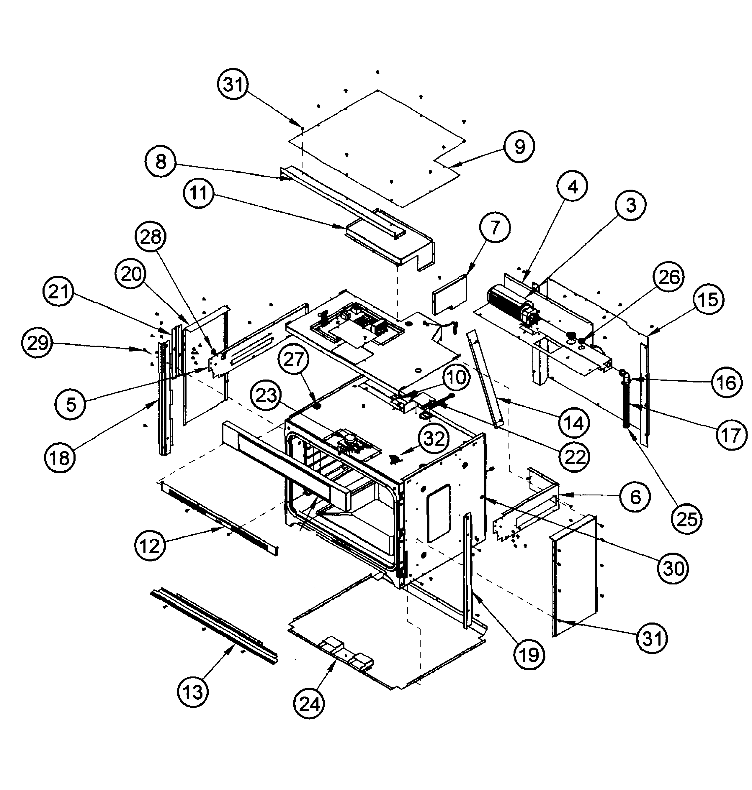 Dacor RO130S chassis assy diagram