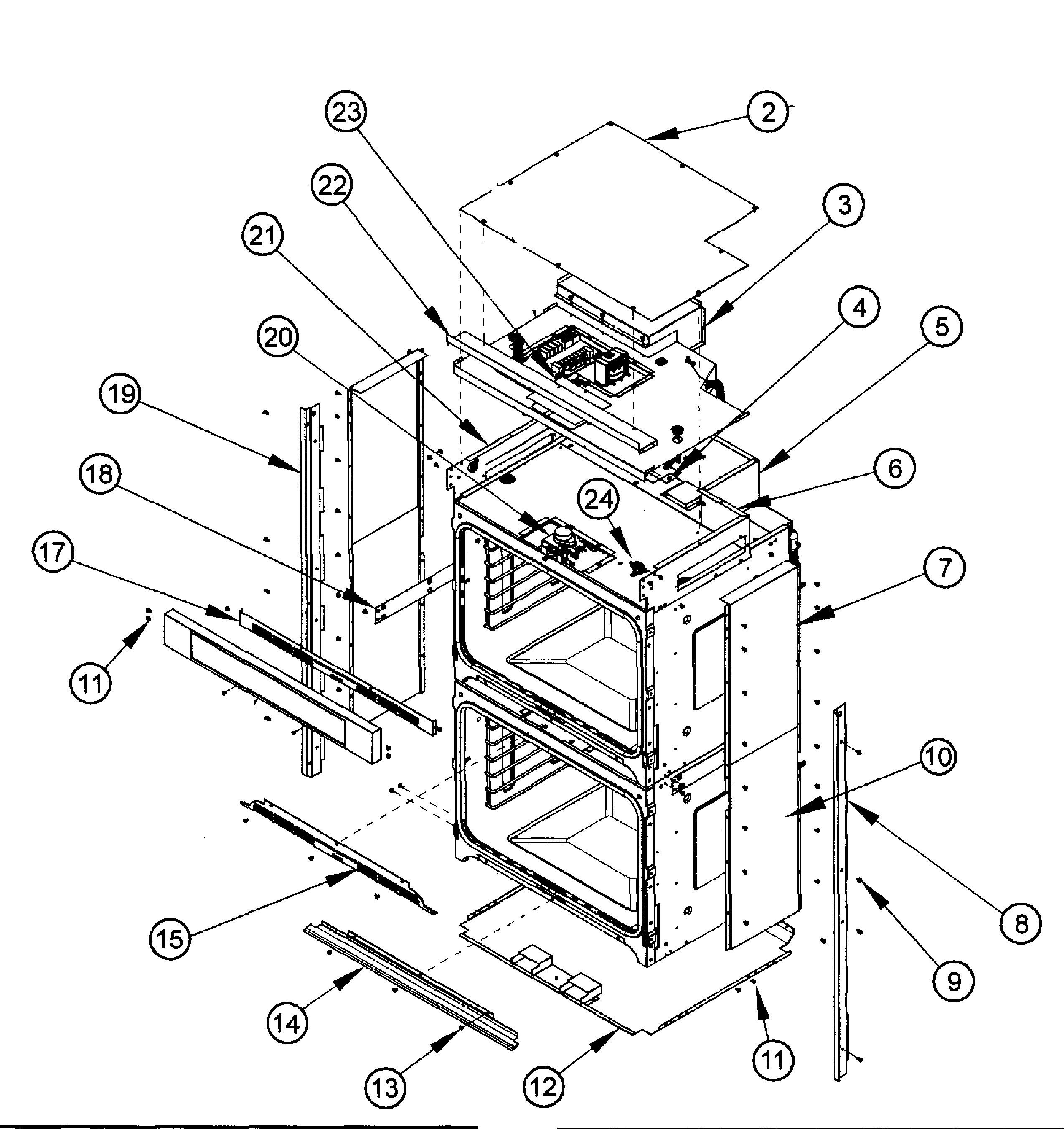 Dacor RO230S chassis assy diagram