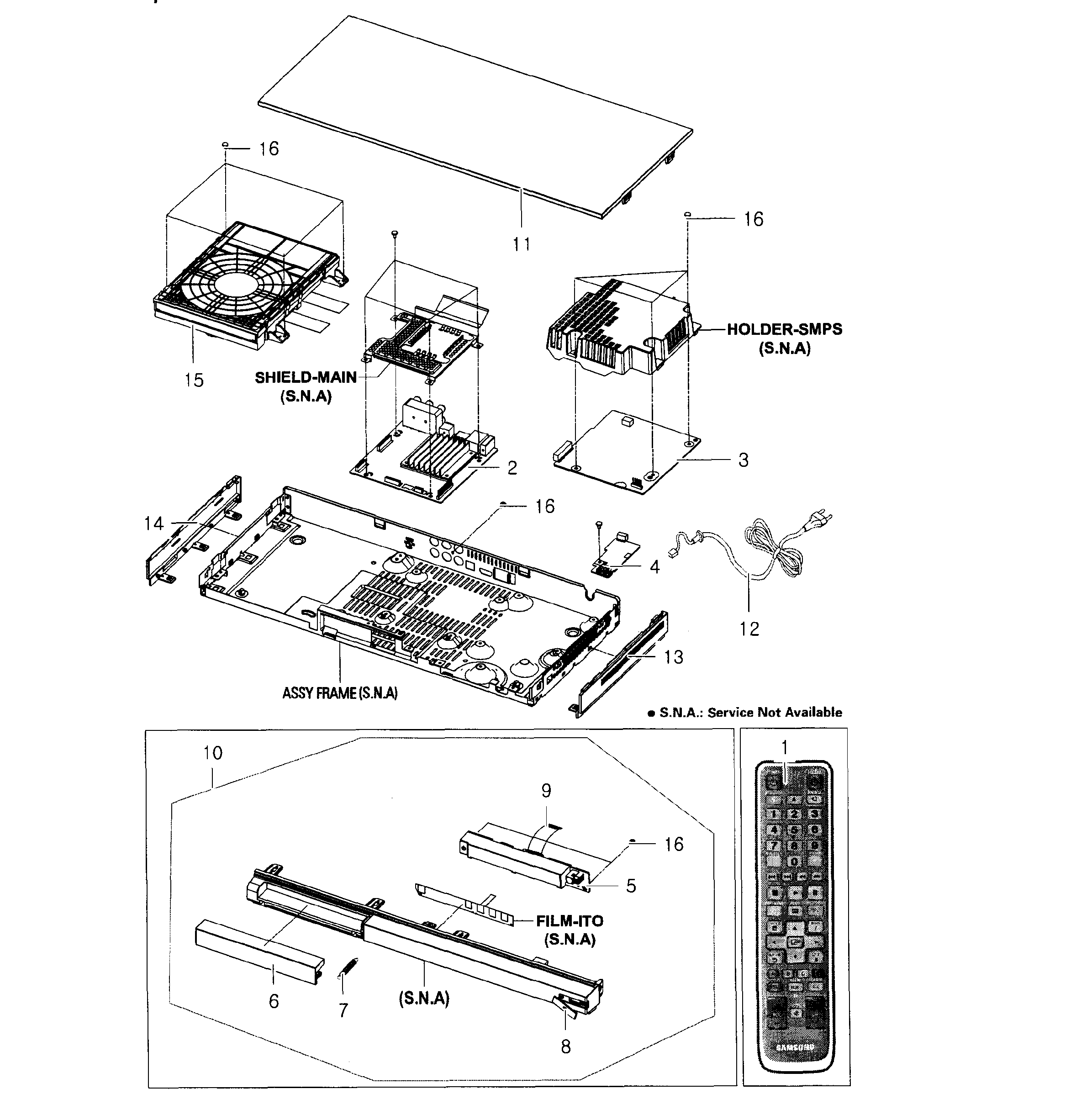 Samsung BD-D5500/ZA-LE06 cabinet parts diagram