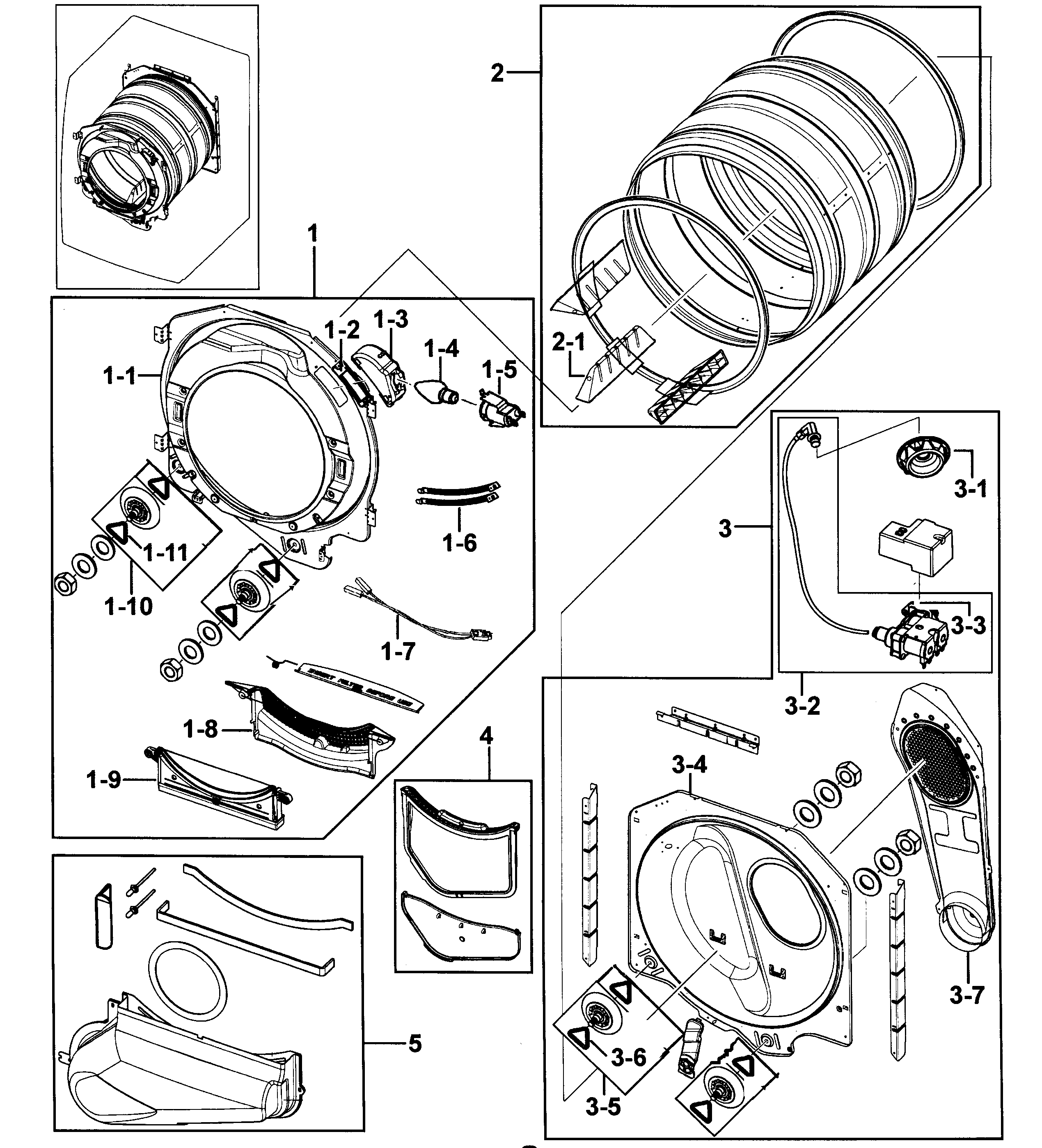 Samsung DV331AER/XAA-00 drum assy diagram