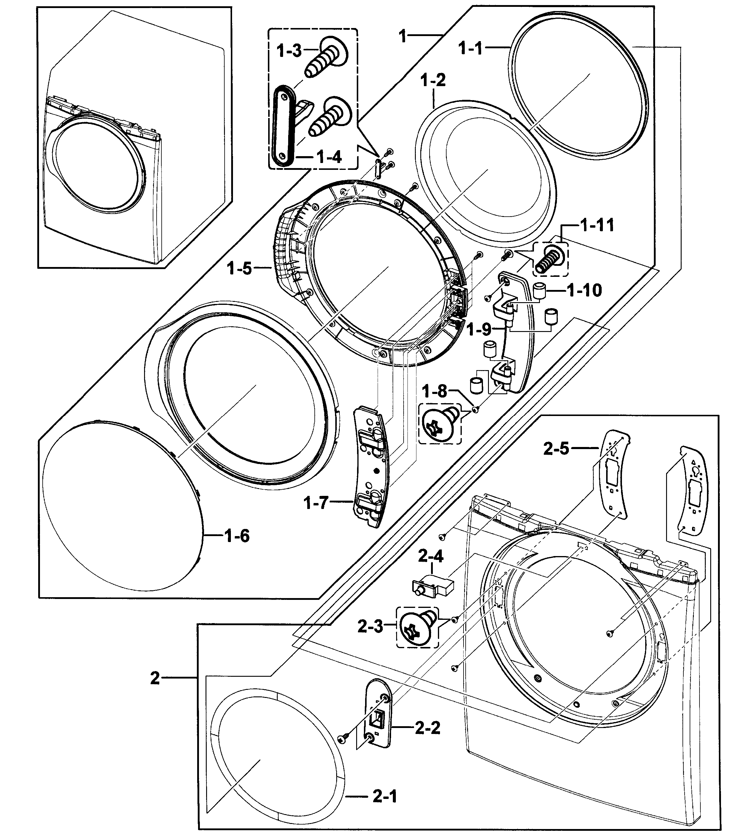 Samsung DV331AER/XAA-00 front assy diagram