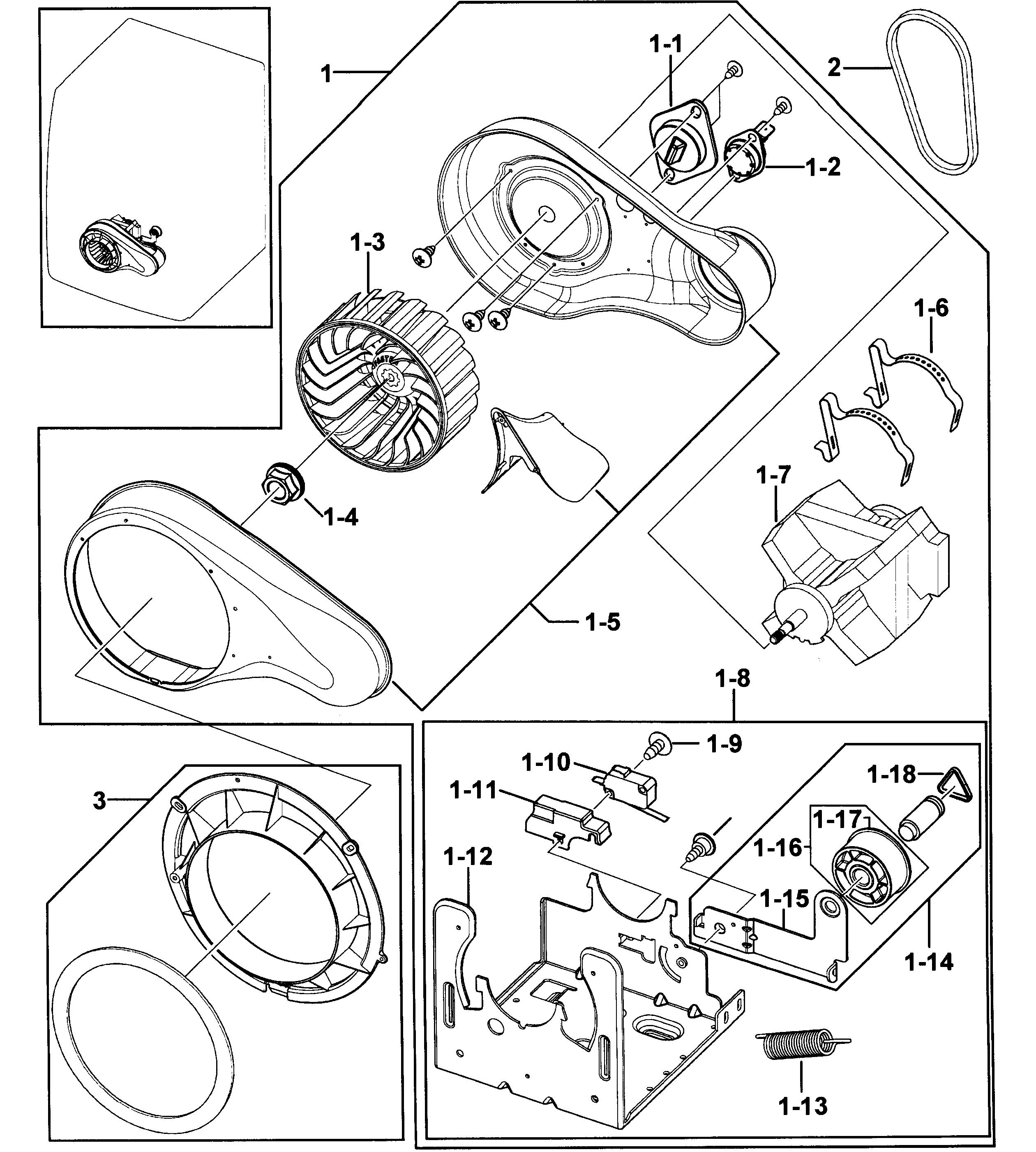 Samsung DV331AER/XAA-00 motor assy diagram