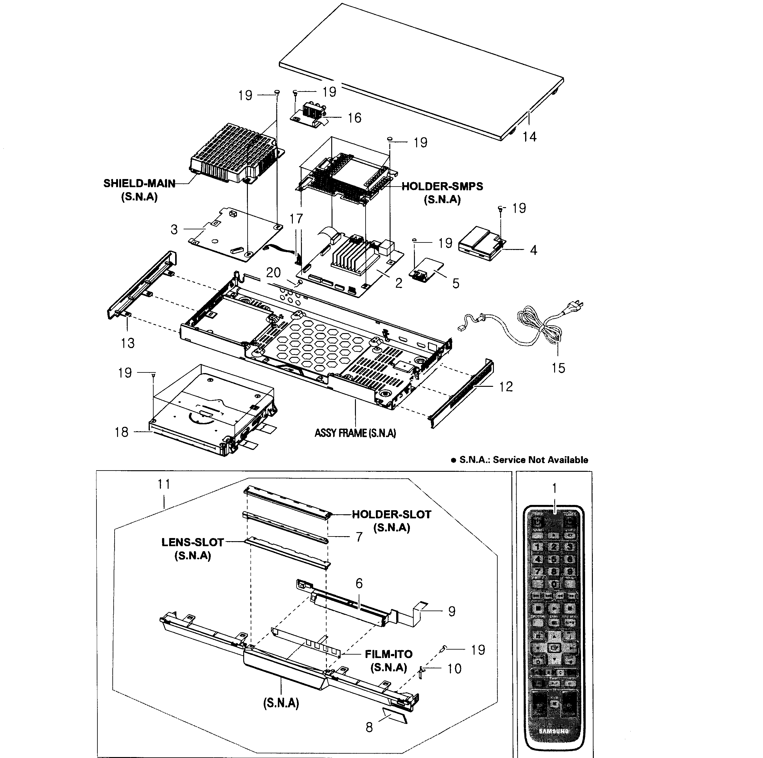 Samsung BD-D6700/ZA-LE06 cabinet parts diagram