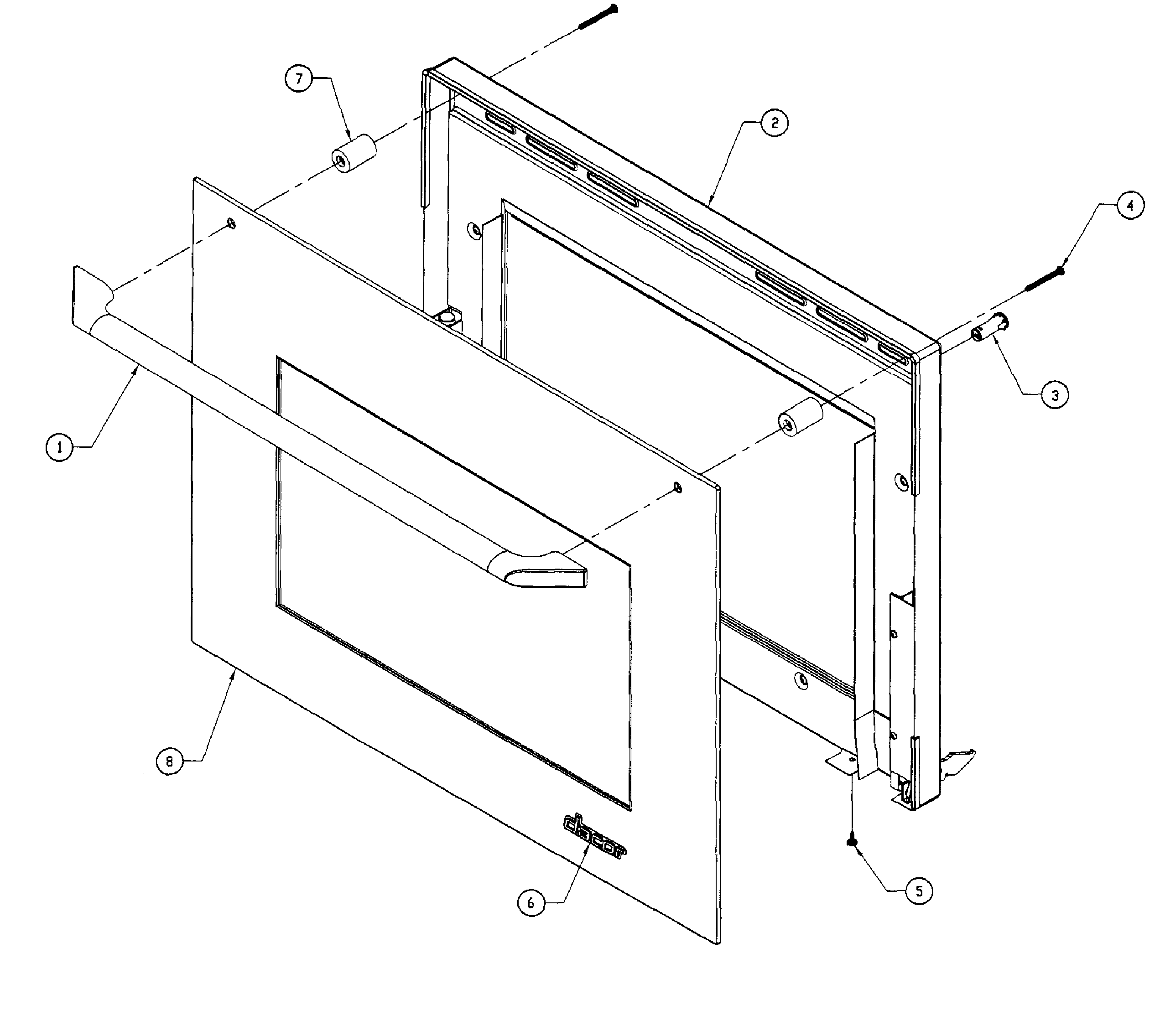Dacor EO127SCH outer door assy diagram