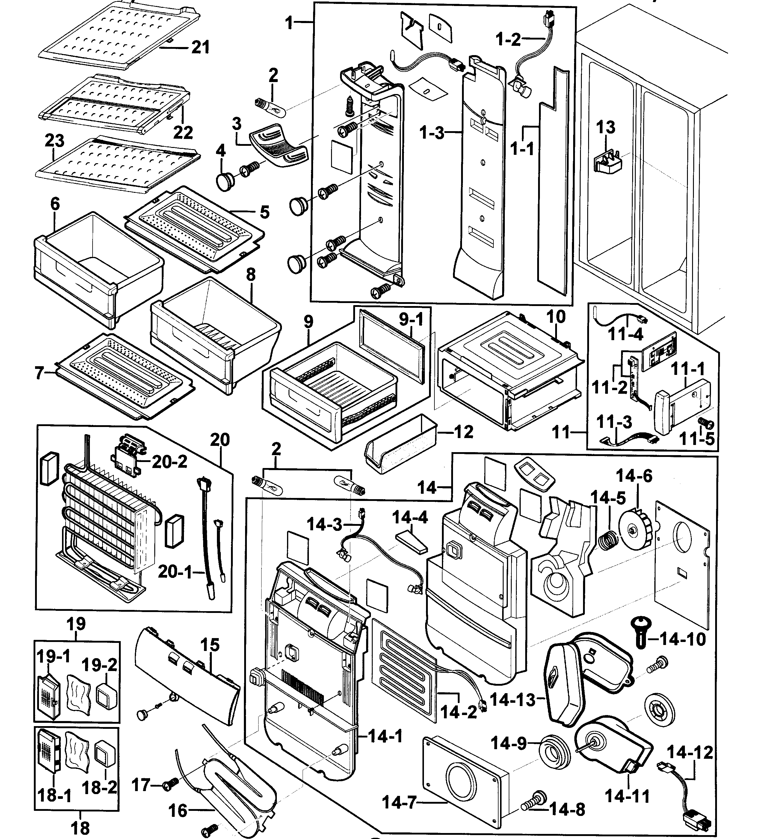 Samsung RS2556BB/XAA-00 refrigerator diagram