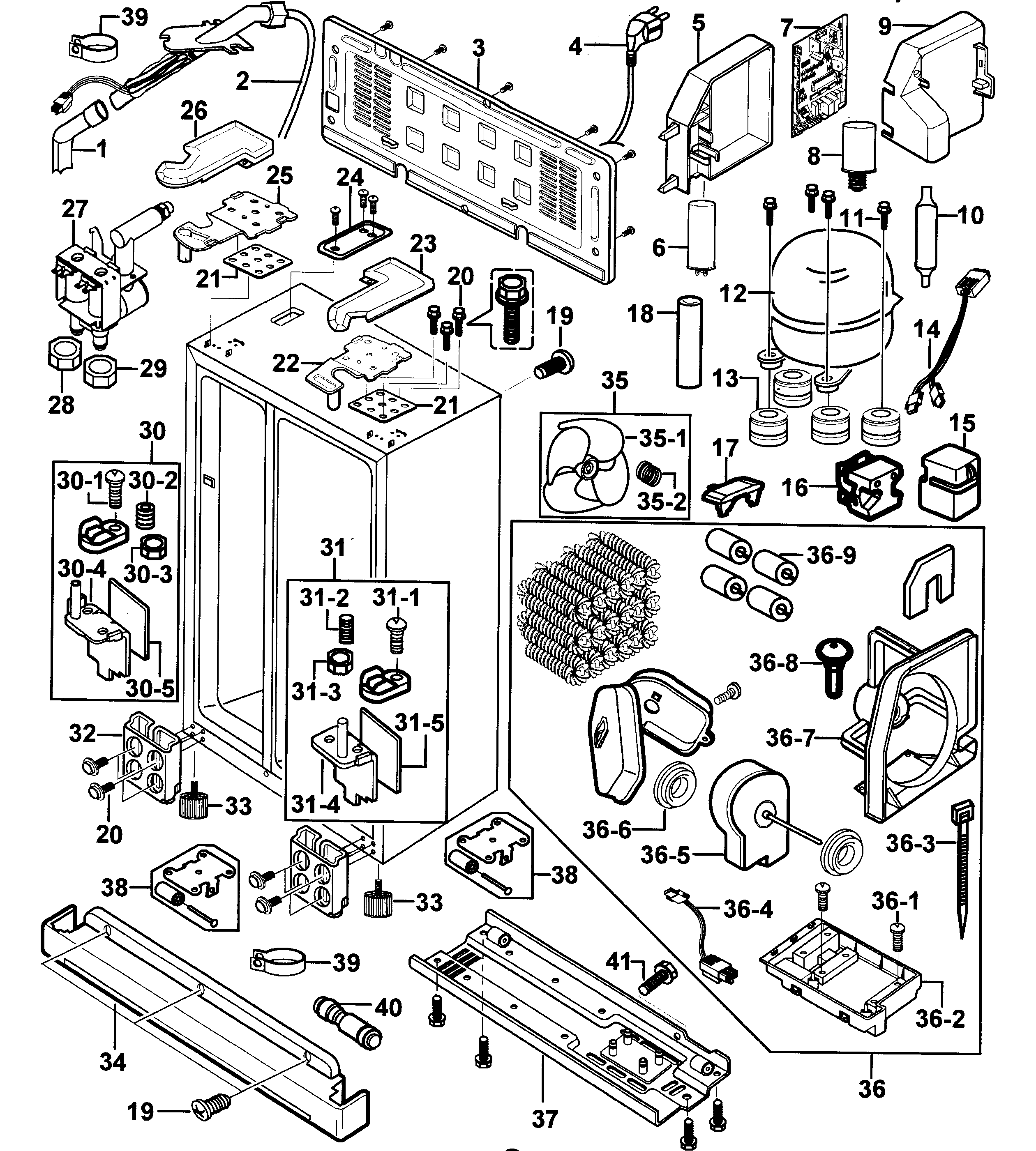 Samsung RS2556BB/XAA-00 cabinet diagram