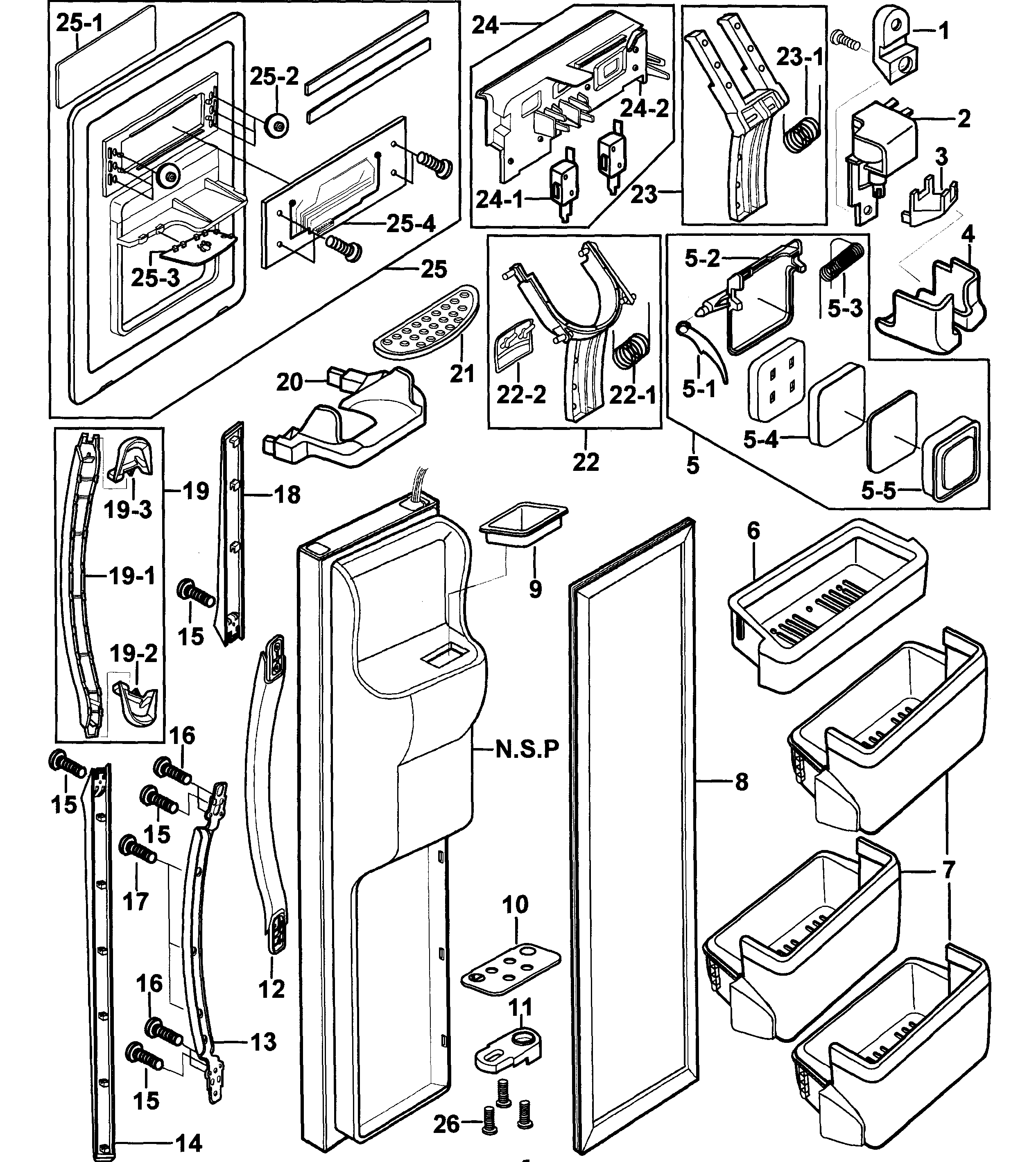 Samsung RS2556BB/XAA-00 left door diagram