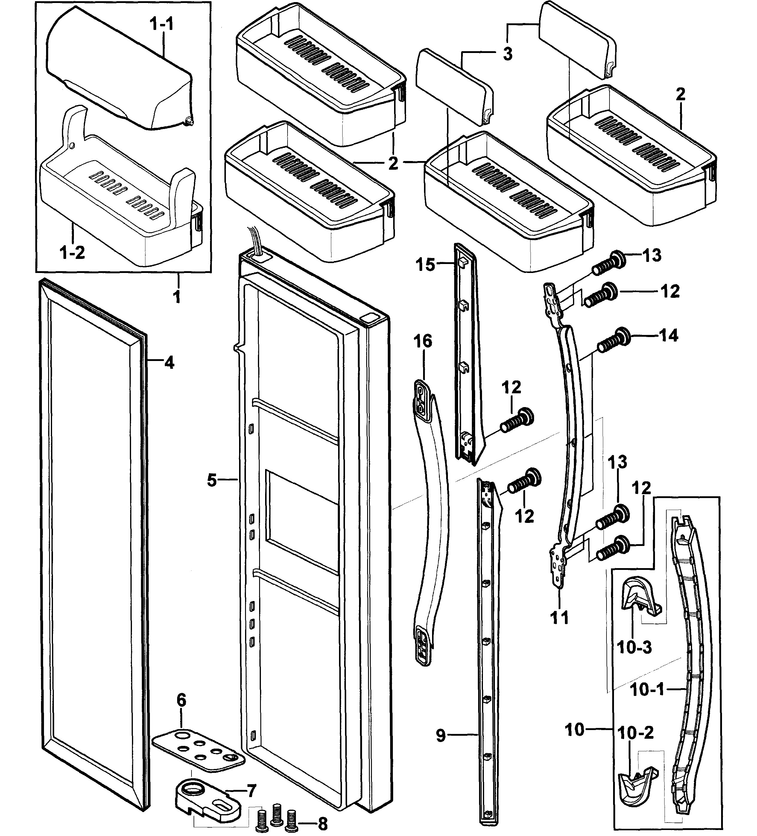 Samsung RS2556BB/XAA-00 right door diagram