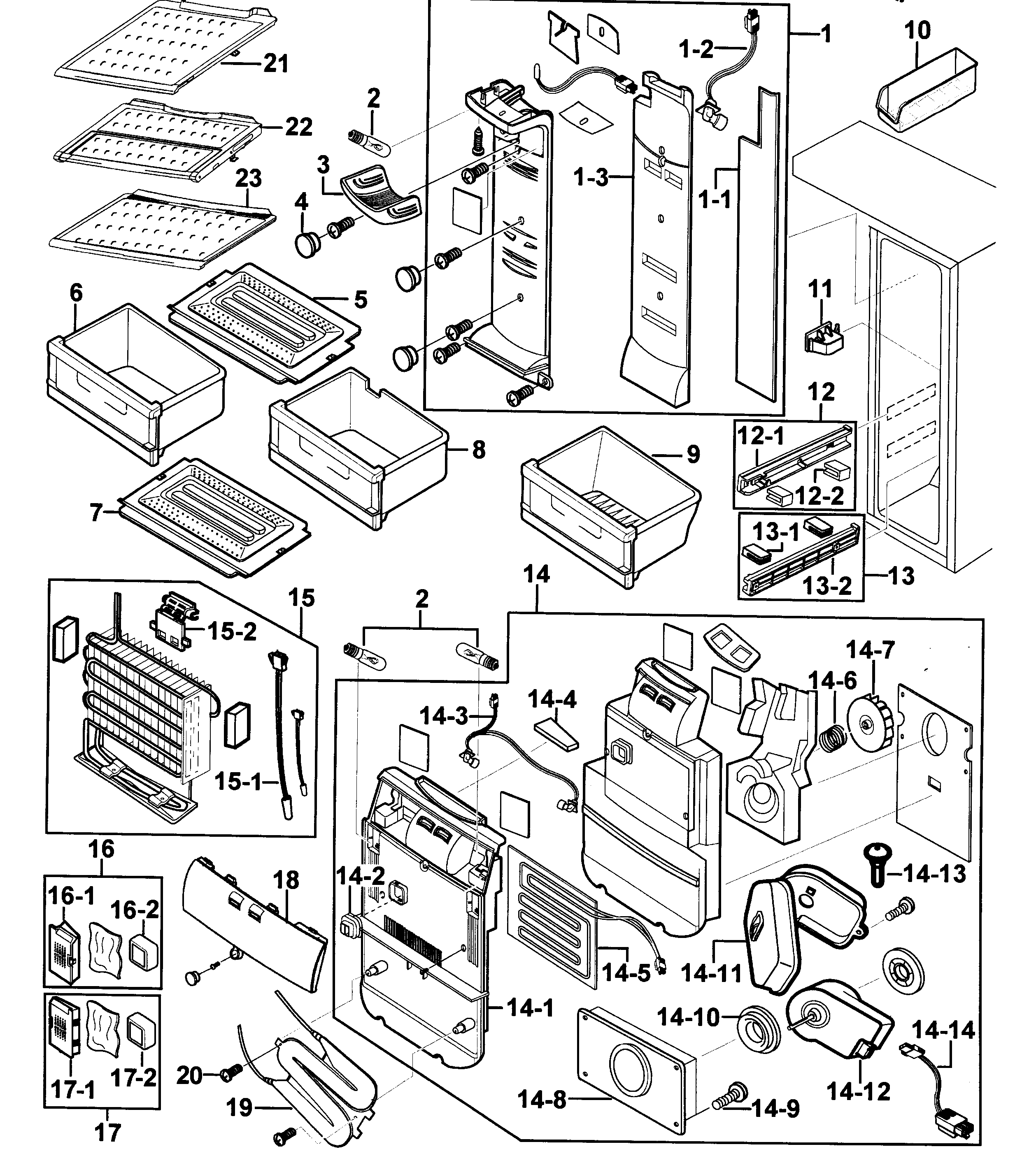Samsung RS2534VQ/XAA-00 refrigerator diagram