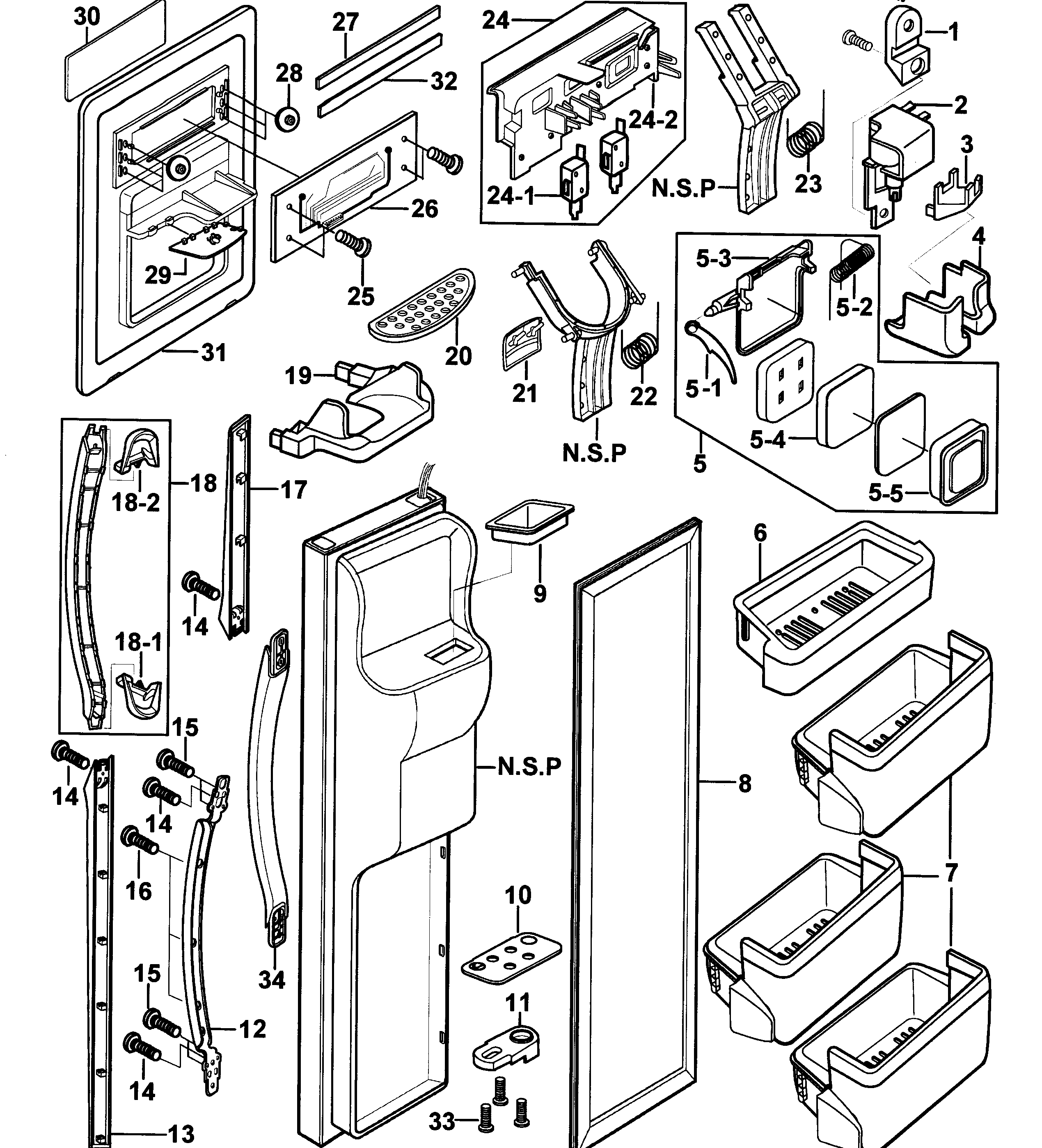 Samsung RS2534VQ/XAA-00 left door diagram