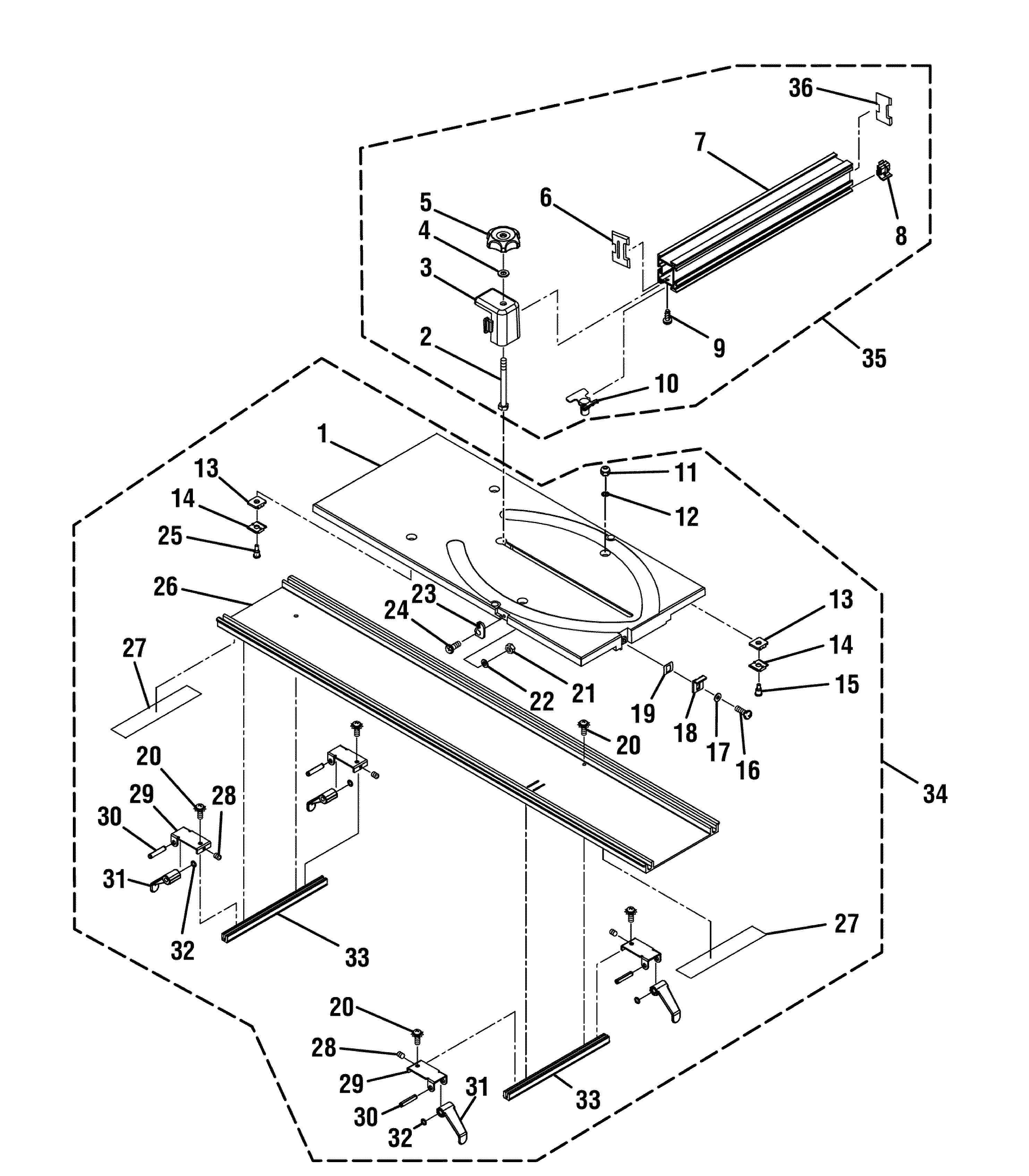 Craftsman 315218291 fence/top assy diagram