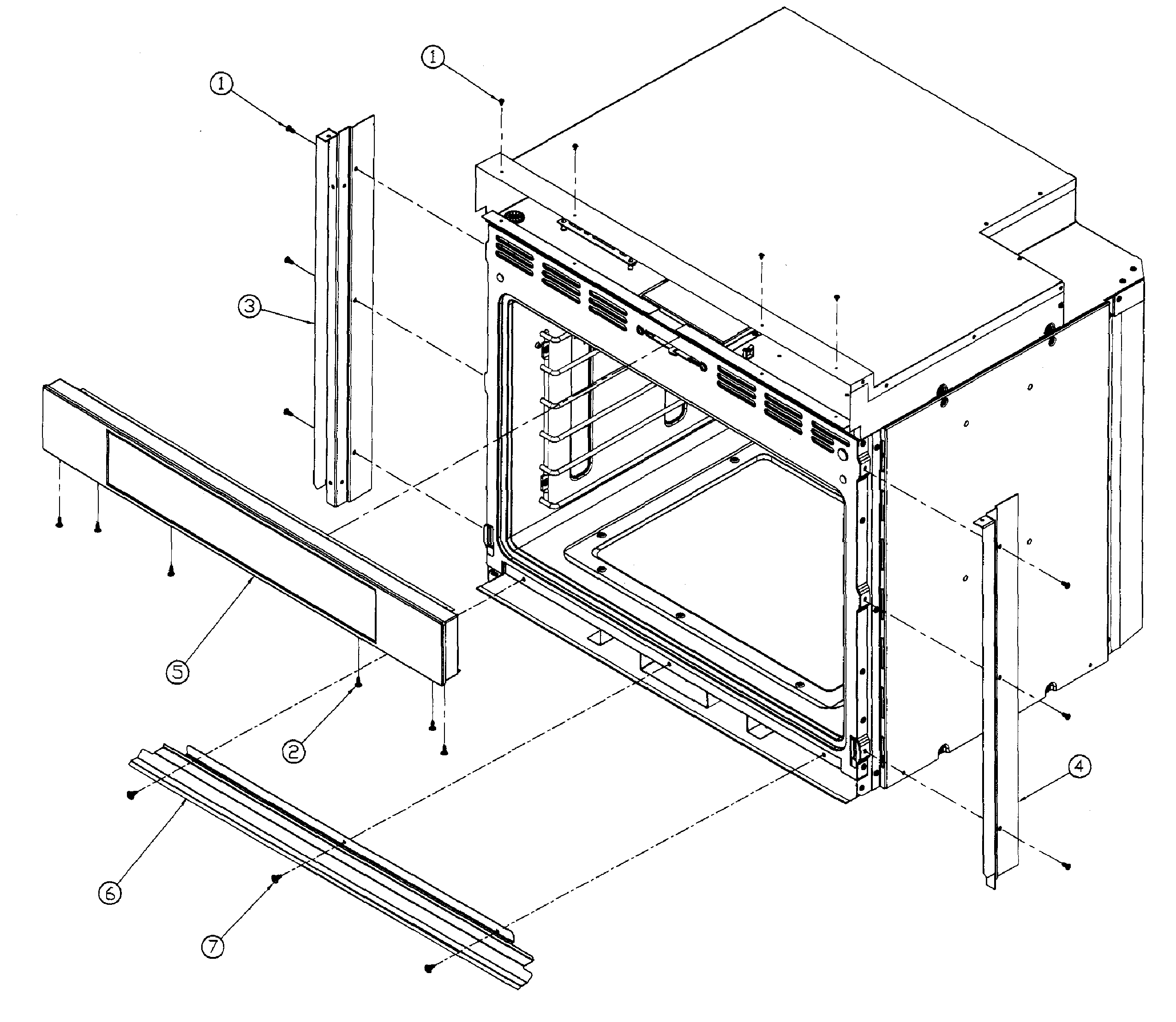 Dacor MOH127S trim assy diagram