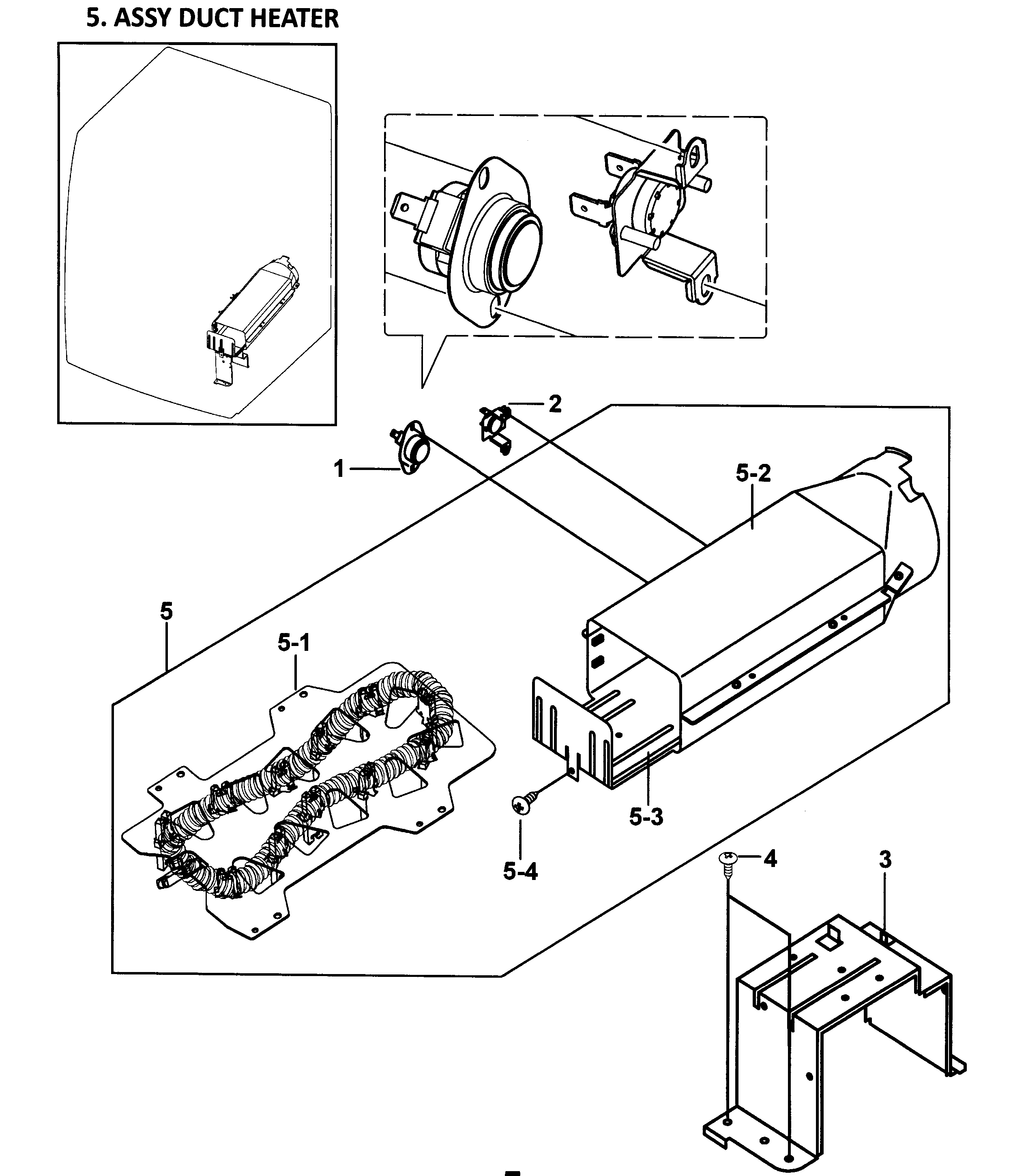 Samsung DV337AEW/XAA-00 heater assy diagram