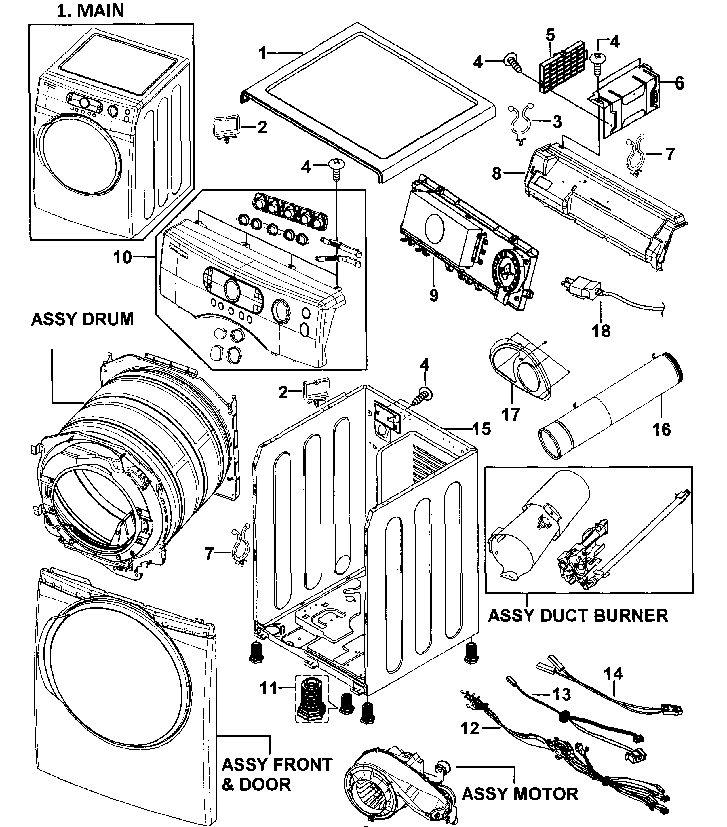 Samsung DV337AGR/XAA-00 main assy diagram