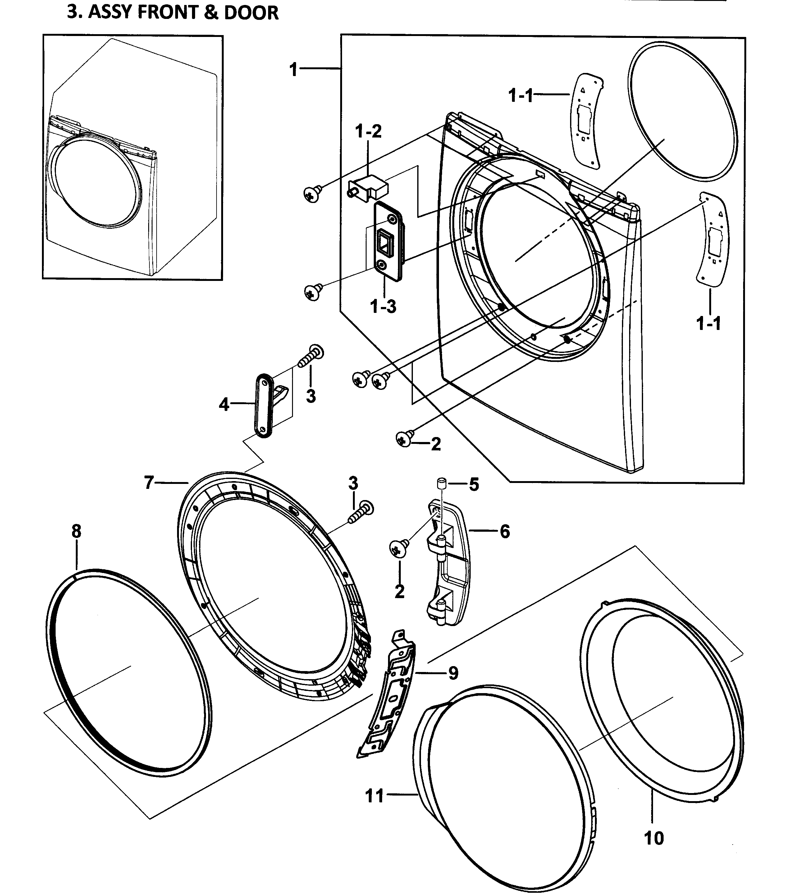 Samsung DV337AGR/XAA-00 front assy diagram