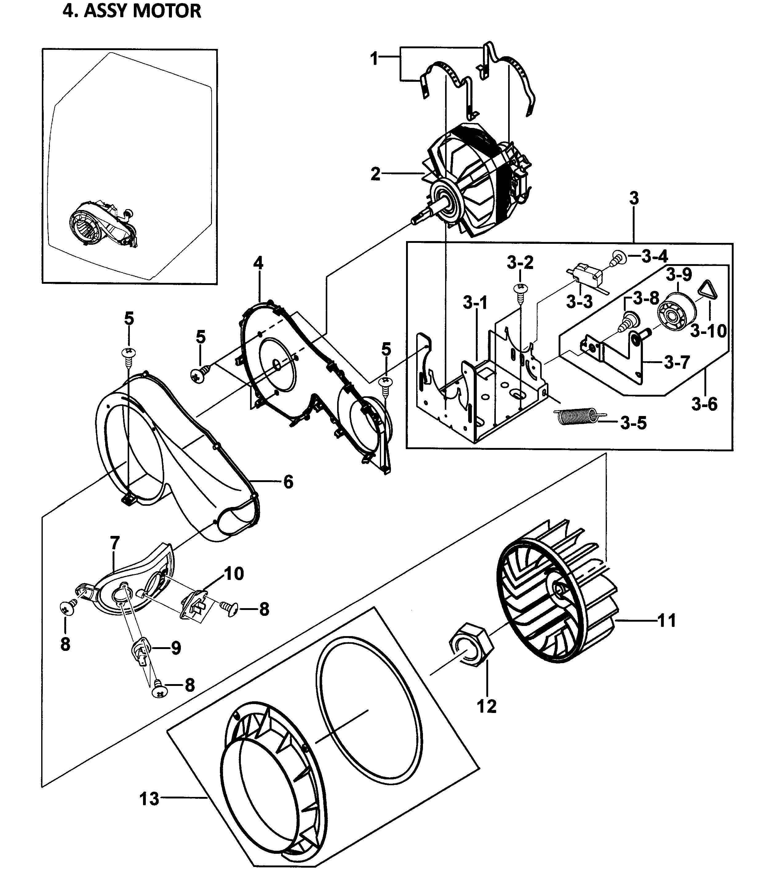 Samsung DV337AGR/XAA-00 motor assy diagram