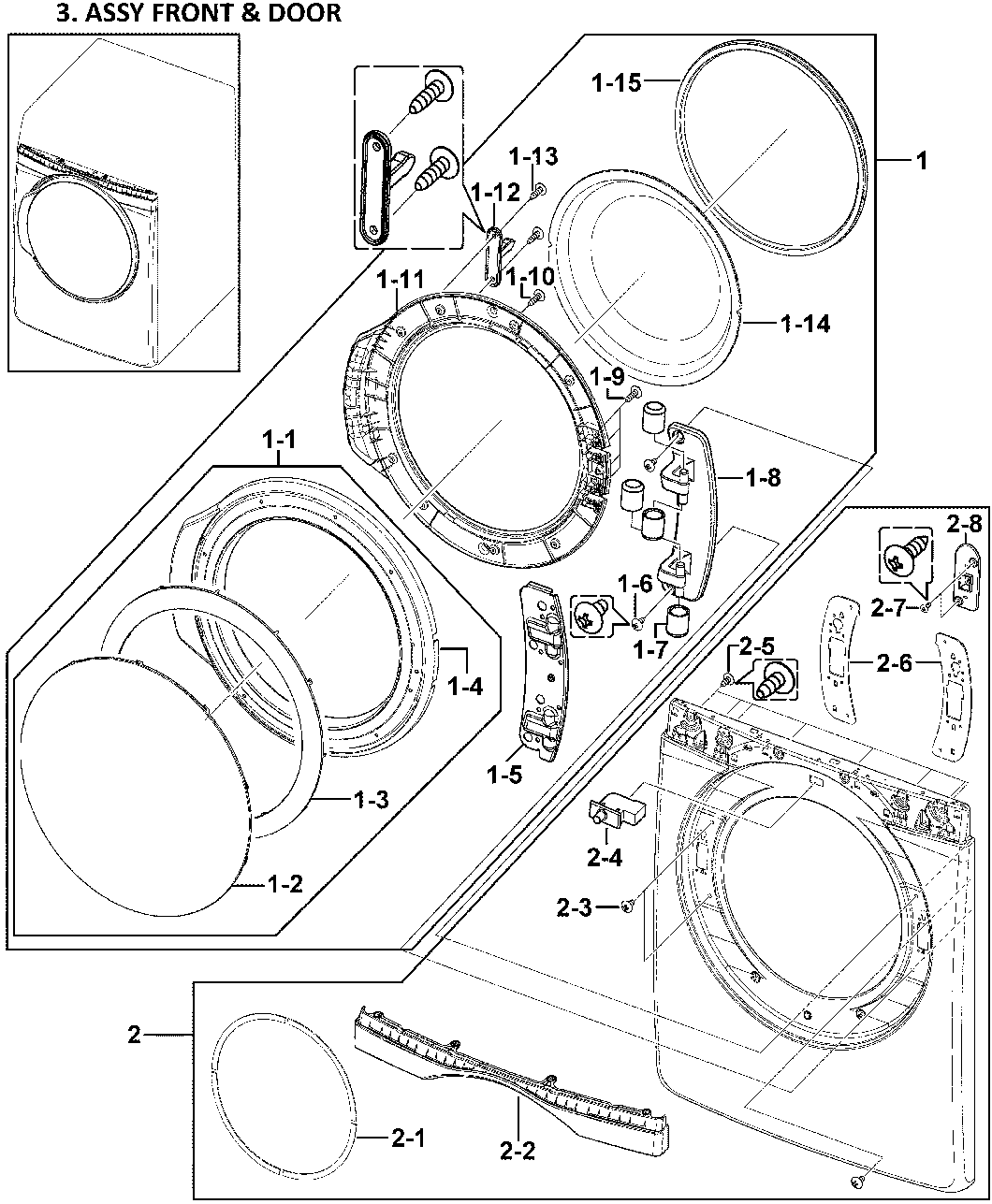 Samsung DV419AEW/XAA-00 front panel diagram