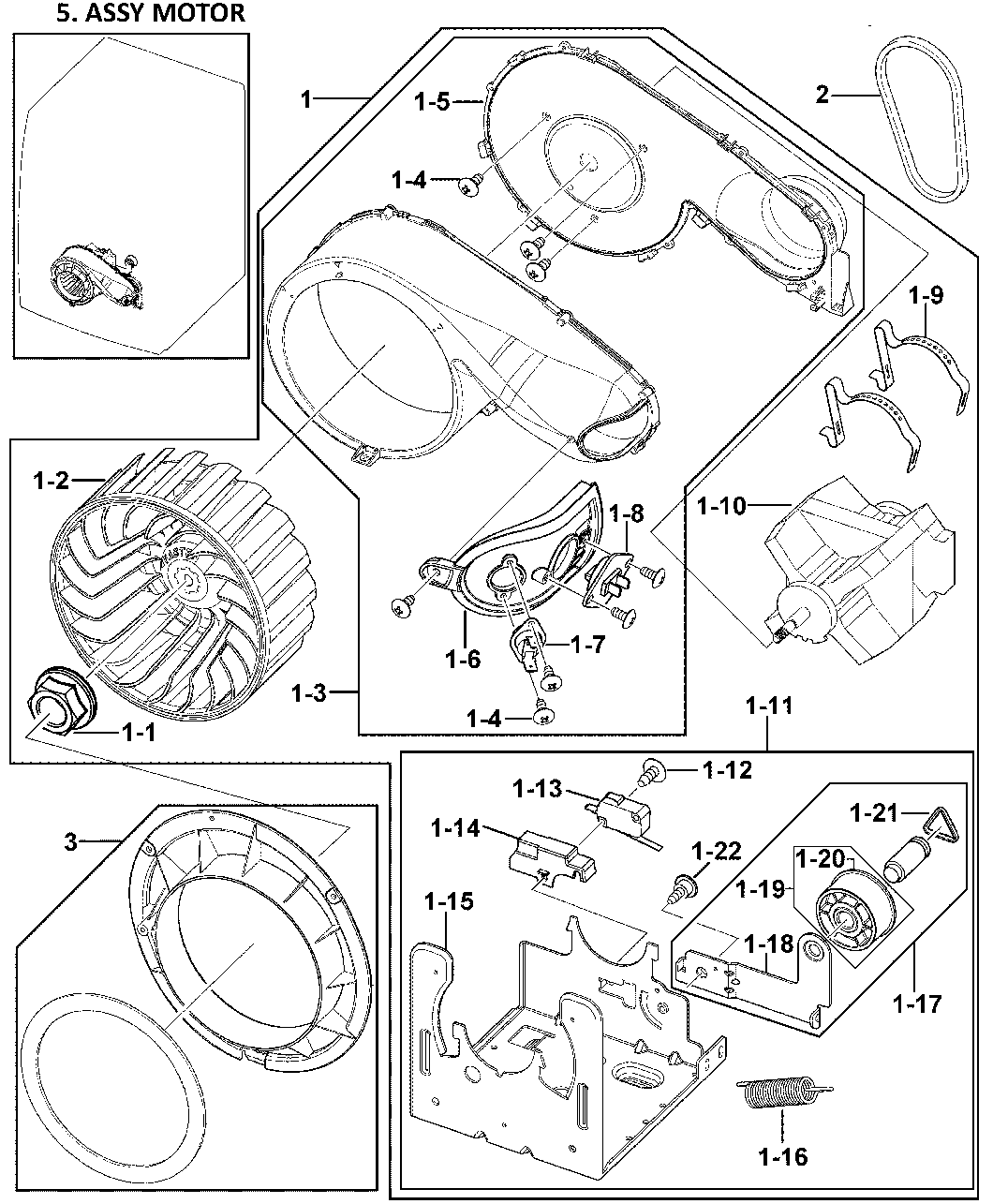 Samsung DV419AEW/XAA-00 motor assy diagram